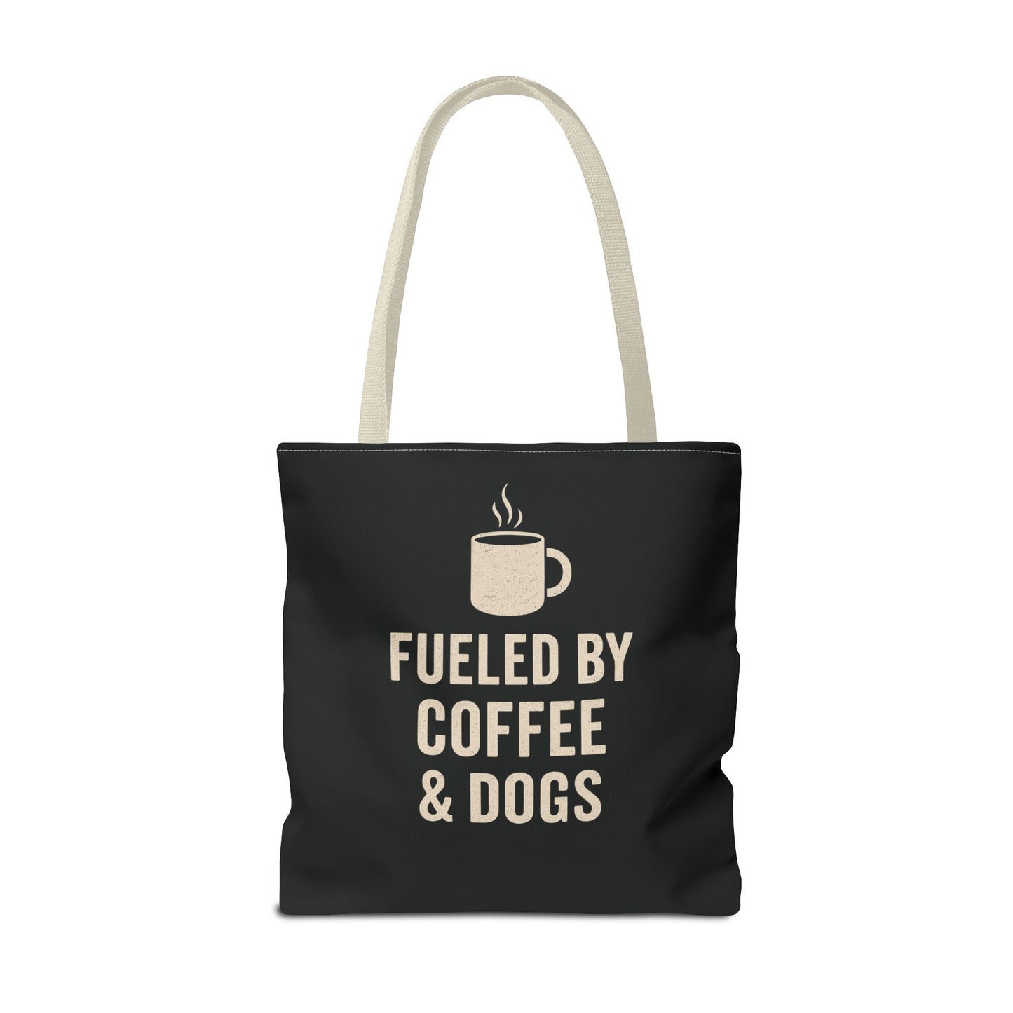 Fueled By Coffee & Dogs Tote Bag, Perfect for Dog Lovers, Everyday Use, Gift for Coffee Lovers, Eco-Friendly Shopping Bag, Stylish Animal Lover Tote, Adult Unisex T-Shirt