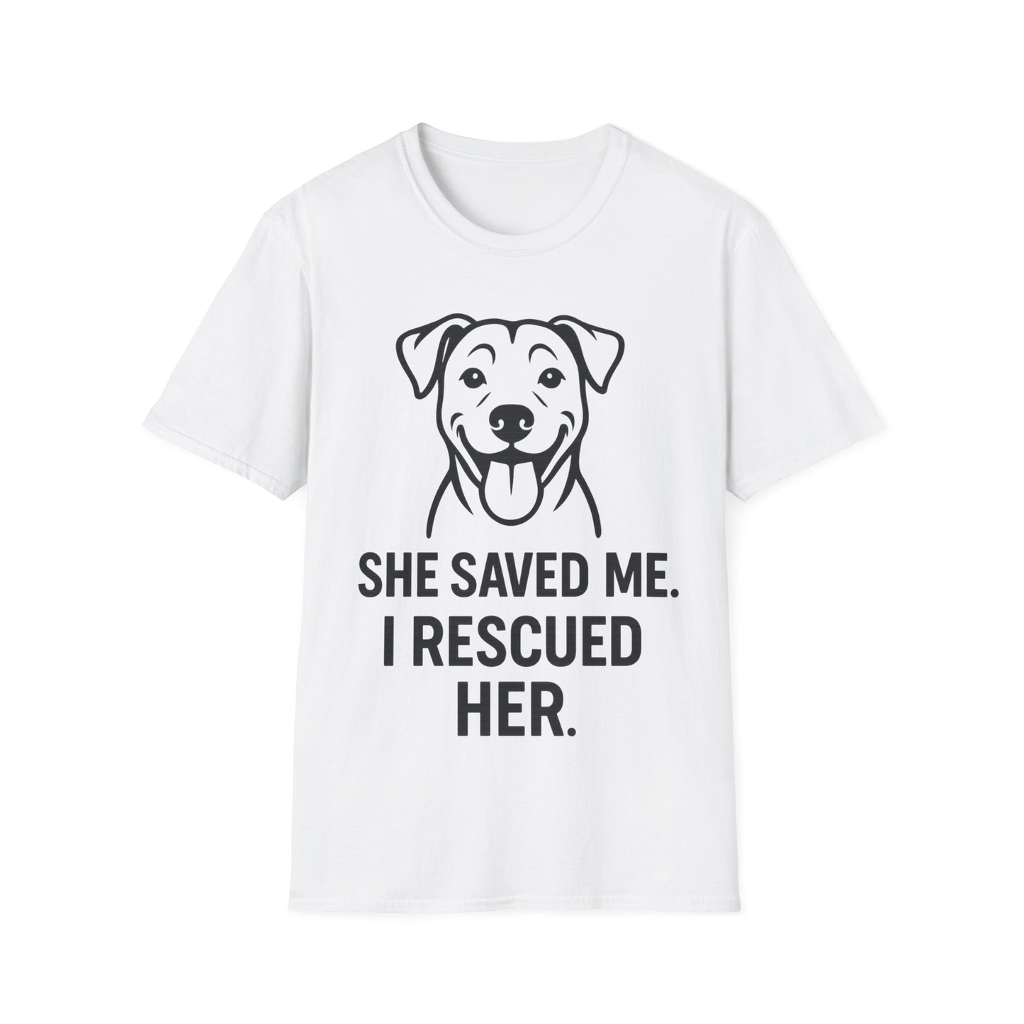 I Rescued Her, She Saved Me Shirt – Dog Rescue T-Shirt, Pet Adoption Gift, Animal Lover Tee, Unisex Fit, Adult Unisex T-Shirt