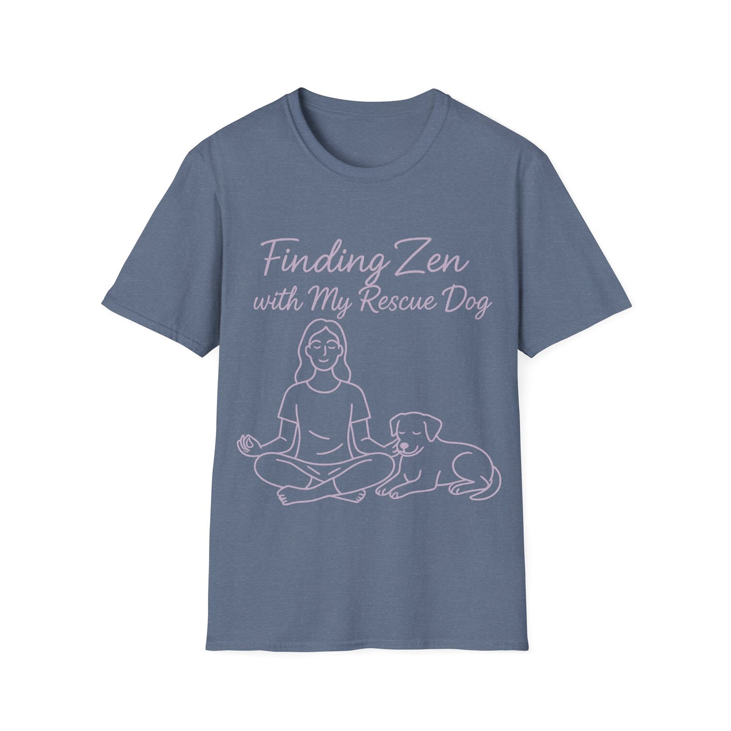 Finding Zen with My Rescue Dog – Calming Lavender Dog Mom Shirt | Rescue Dog Mental Health Tee | Pet Parent Gift, Adult Unisex T-Shirt