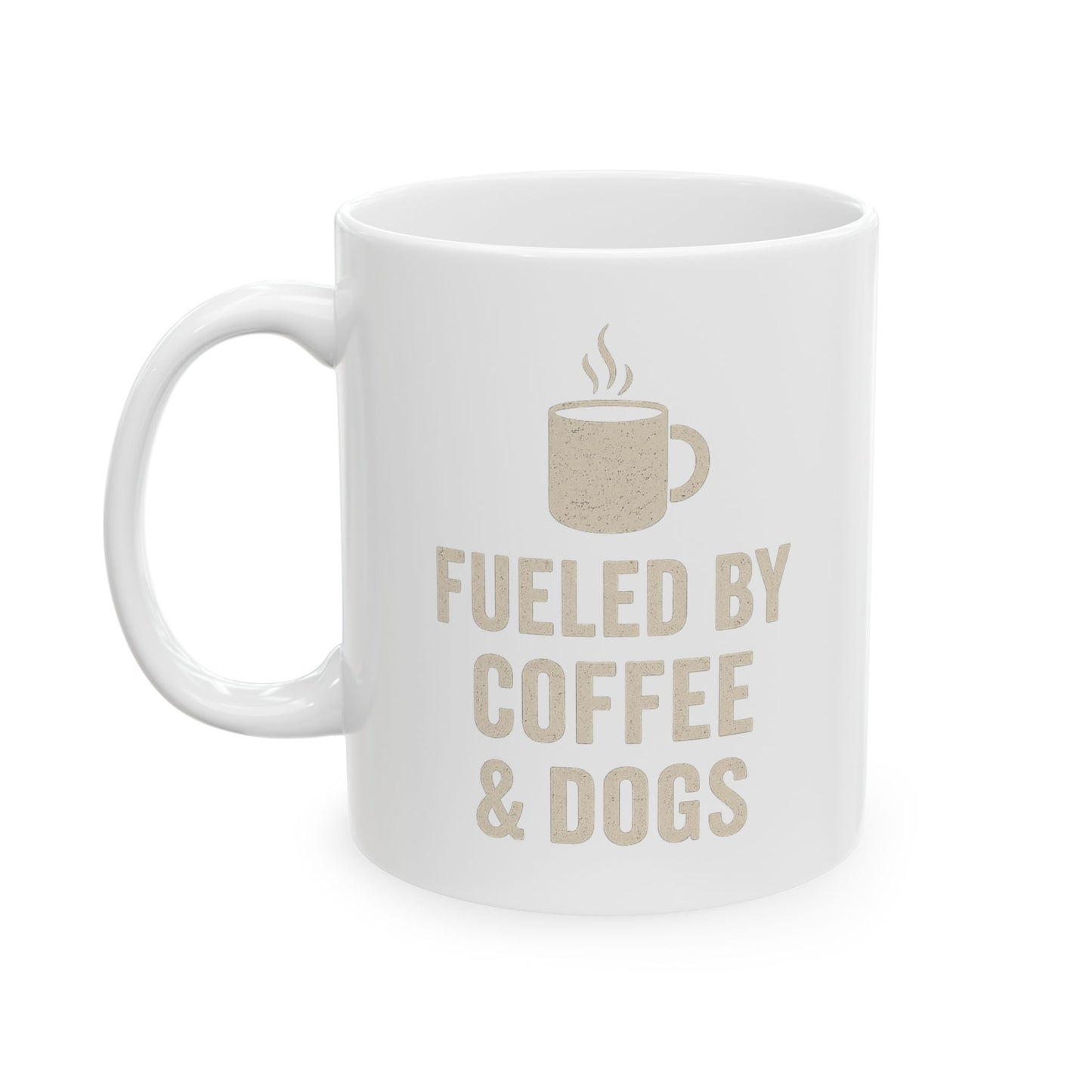 Fueled by Coffee and Dogs Coffee Mug - Gift for Coffee Lovers, Humor Mug for Birthdays, Home Office, Tea Drinkers, and Desk Decor