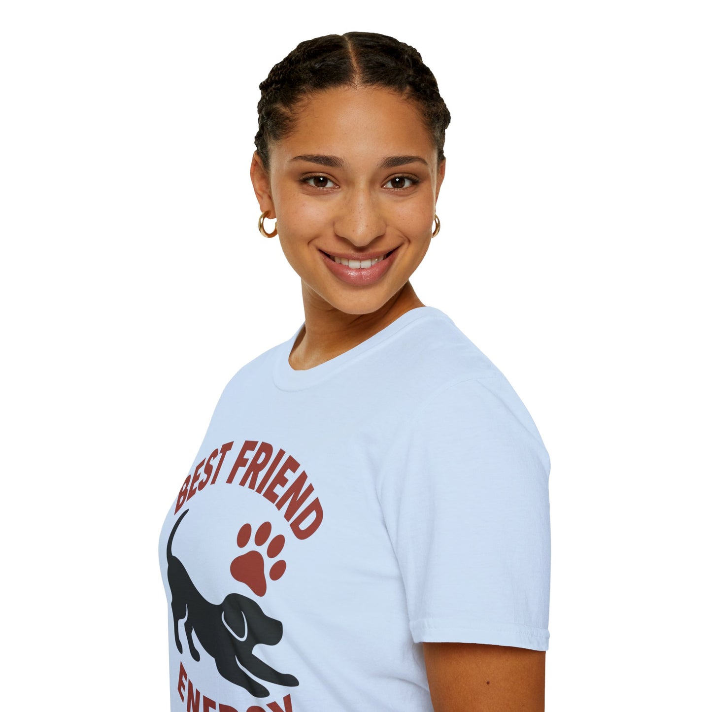Best Friend Energy Dog T-Shirt | Playful Pup Graphic Tee | Adopted & Adored Apparel, Adult Unisex T-Shirt