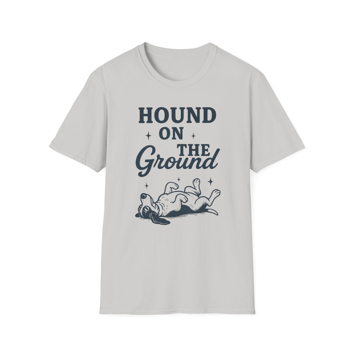 Hound on the Ground Funny Dog T-Shirt – Vintage Basset Hound Shirt for Dog Lovers, Rescue Pet Apparel, Gift for Animal Owners, Adult Unisex T-Shirt