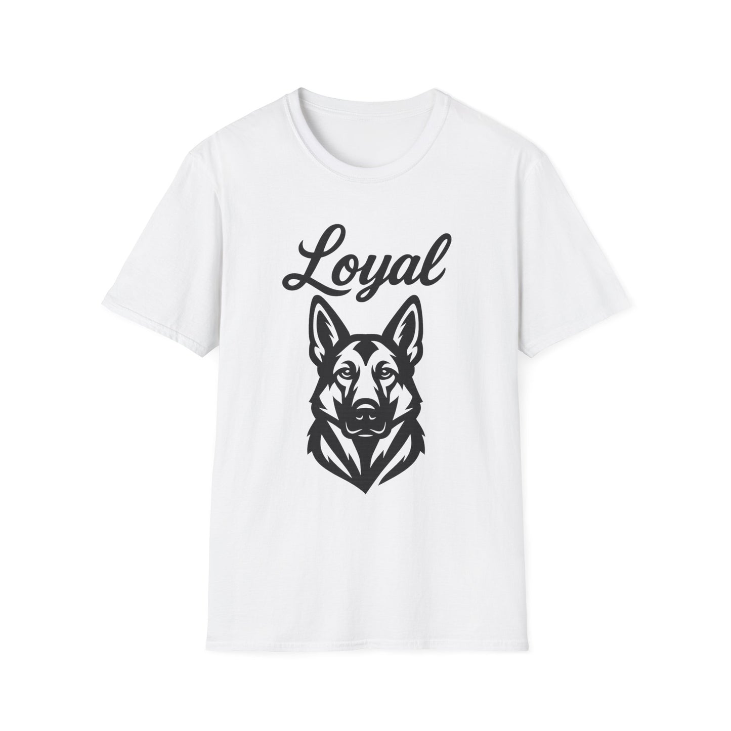 Loyal German Shepherd T-Shirt – Bold Black Line Art Dog Design for GSD Lovers, Rescue-Friendly Apparel, Adult Unisex T-Shirt