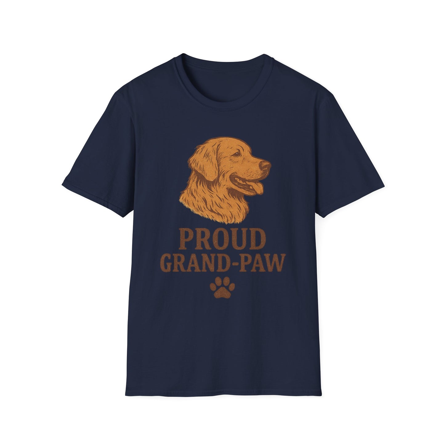 Proud Grand-Paw Golden Retriever Vintage T-Shirt – Rustic Dog Grandpa Tee for Golden Lovers, Adult Unisex T-Shirt