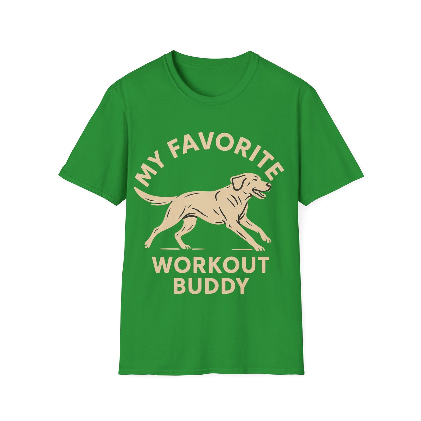 My Favorite Workout Buddy T-Shirt – Athletic Labrador Dog Graphic Tee – Dog Lover Fitness Shirt – Rescue Dog Gift – Workout With My Dog Tee – Adopted and Adored Apparel, Adult Unisex T-Shirt