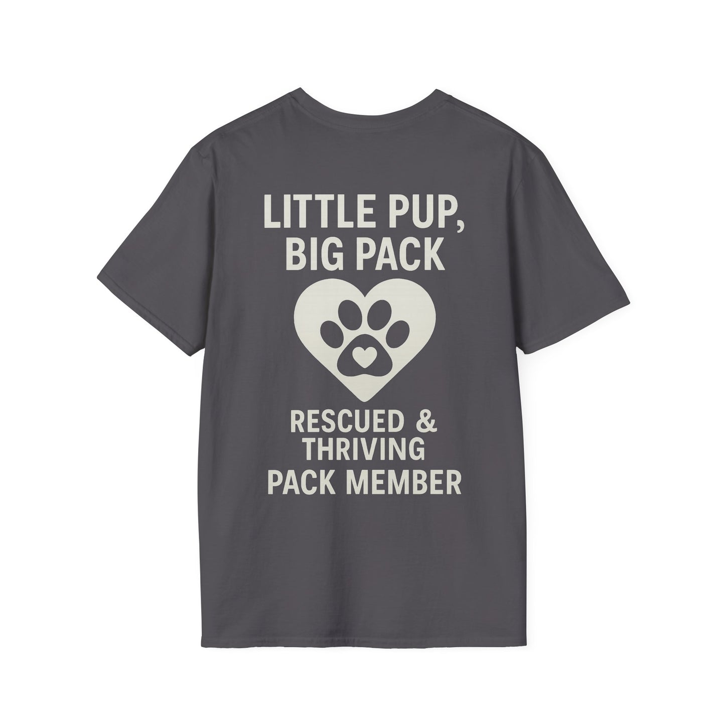 Little Pup Big Pack T-Shirt – Rescued and Thriving Dog Tee – Matching Family Rescue Apparel – Pack Member Logo – Dog Lover Gift – Pitbull Rescue Shirt – Parent and Kid Set Option, Adult Unisex T-Shirt