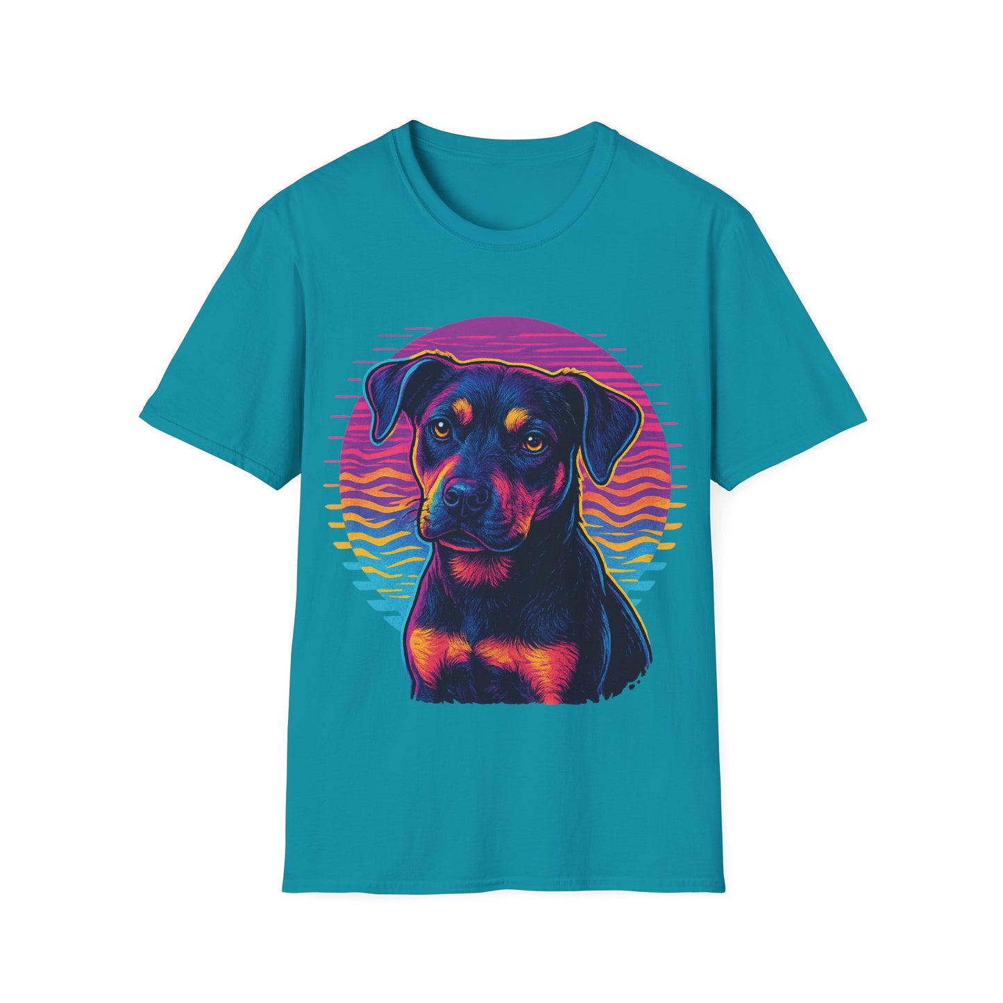 Bold Rescue Dog Shirt | Vibrant Neon Pitbull Art Tee for Teens & Dog Lovers | Youth Streetwear Graphic Tee, Adult Unisex T-Shirt