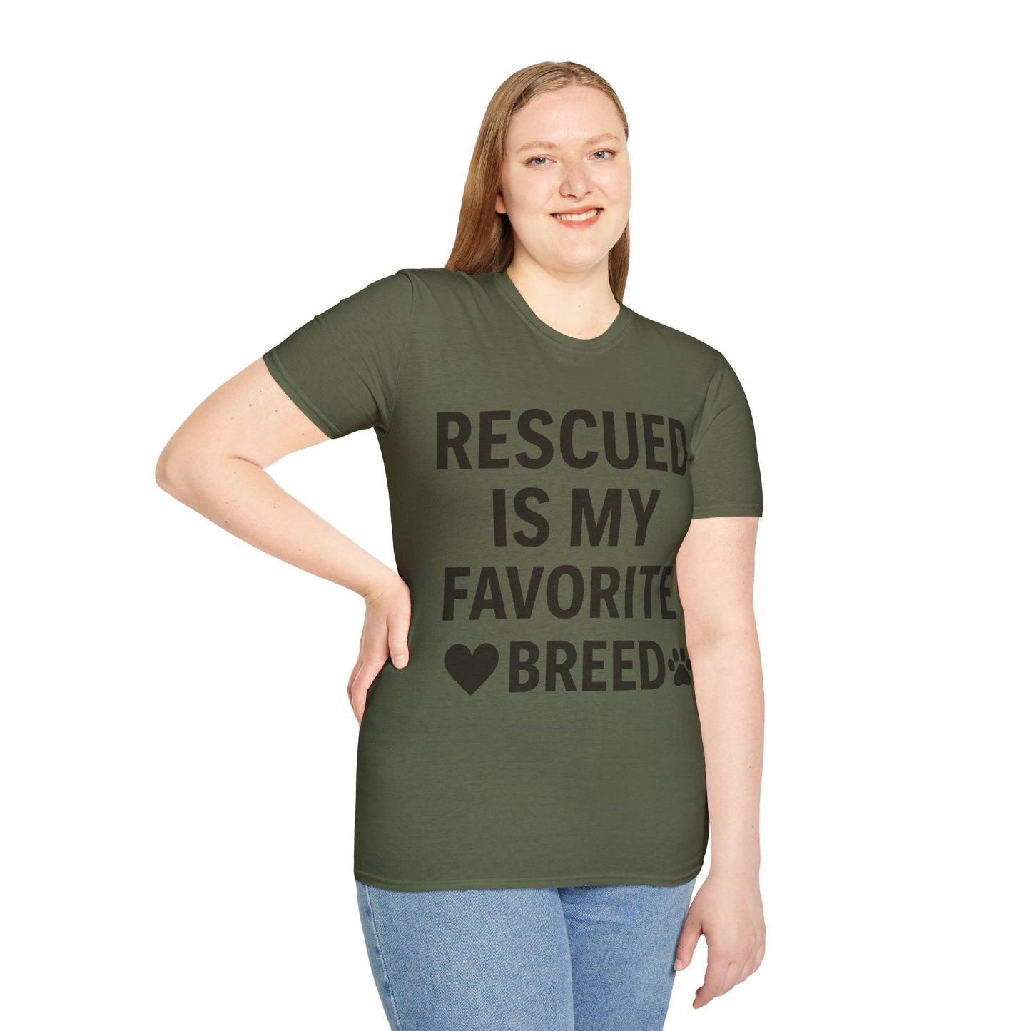 Rescued Is My Favorite Breed Shirt – Dog Rescue Tee, Adopt Don’t Shop Gift, Unisex T-Shirt for Pet Lovers, Adult Unisex T-Shirt