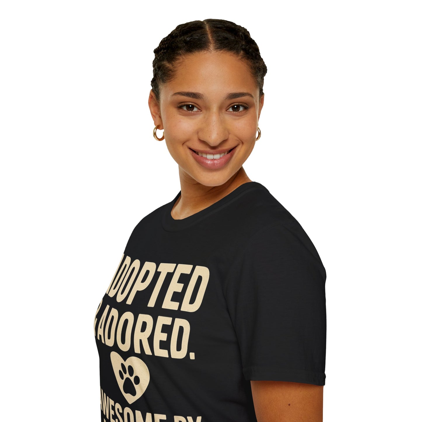 Adopted and Adored Awesome By Nature T-Shirt | Rescue Dog Shirt | Pet Adoption Gift | Dog Lover Vintage Style Tee | Olive Green Unisex, Adult Unisex T-Shirt