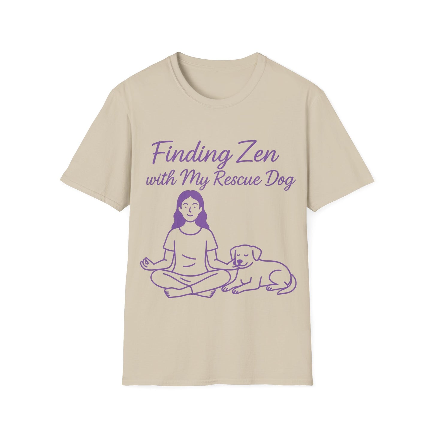 Finding Zen with My Rescue Dog – Purple Glow Dog Mom Shirt | Mindful Rescue Tee for Calm & Comfort, Adult Unisex T-Shirt