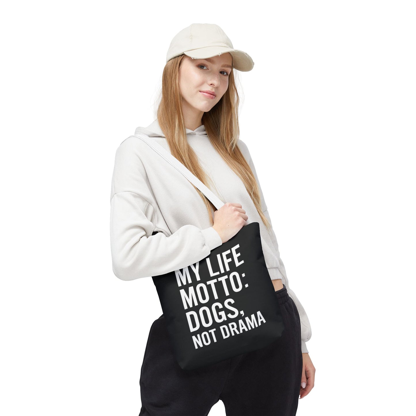 My Life Motto - Dogs, Not Drama Dog Lovers' Tote Bag: | Pet Owner Gift, Everyday Use, Shopping Bag, Funny Quote, AOP Design, Adult Unisex T-Shirt