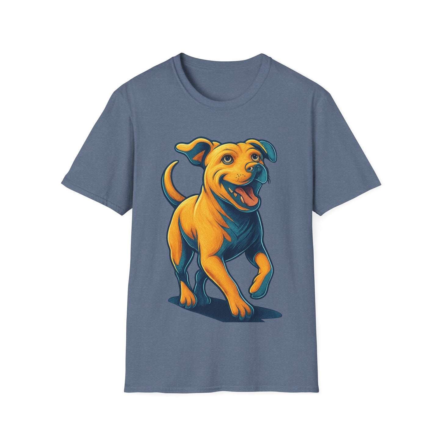 3D Pop Art Dog Shirt | Bold Jumping Dog Graphic Tee for Rescue Lovers & Pet Fans | Vibrant One-Sided Design, Adult Unisex T-Shirt