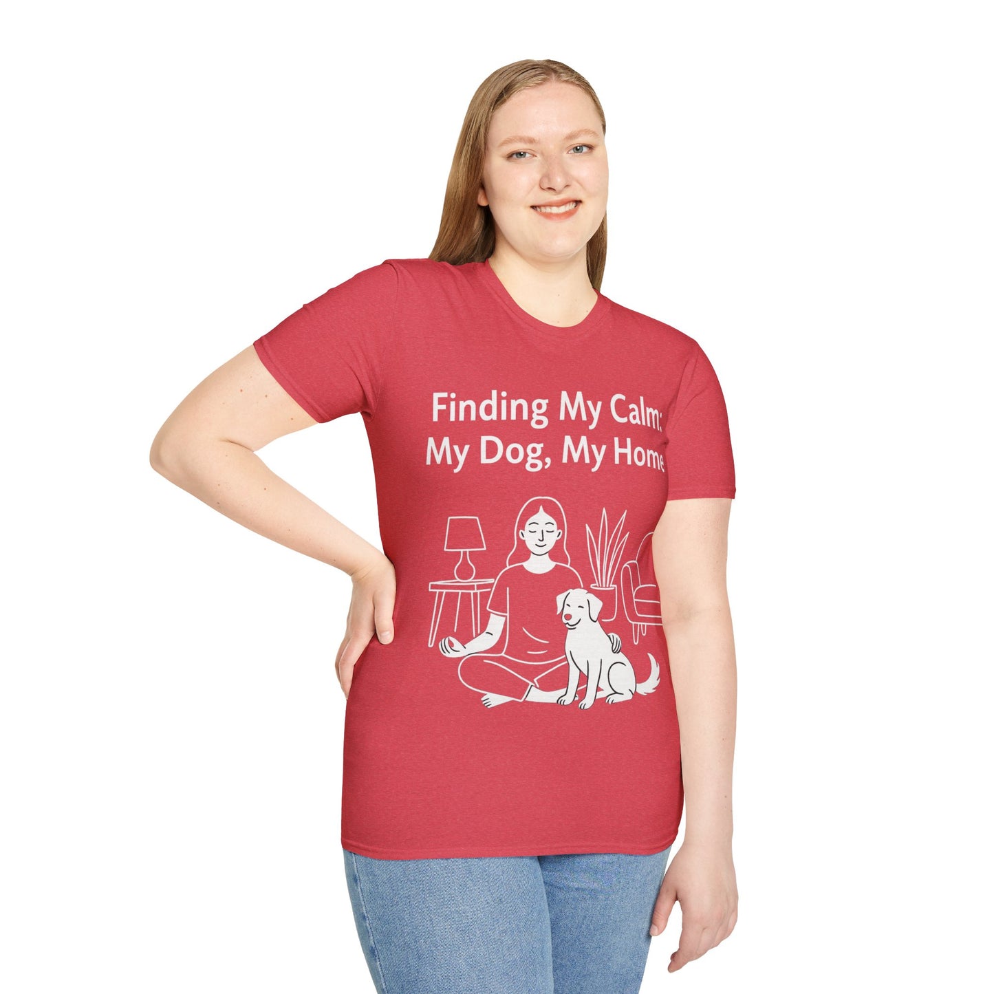 Finding My Calm My Dog My Home T-Shirt | Dog Lover Mental Health Shirt | Adopted Dog Calmness Tee | Rescue Dog Support Shirt | Animal Rescue Apparel | Therapy Dog Inspired Tee | Unisex Gildan 64000 Soft Cotton T-Shirt, Adult Unisex T-Shirt