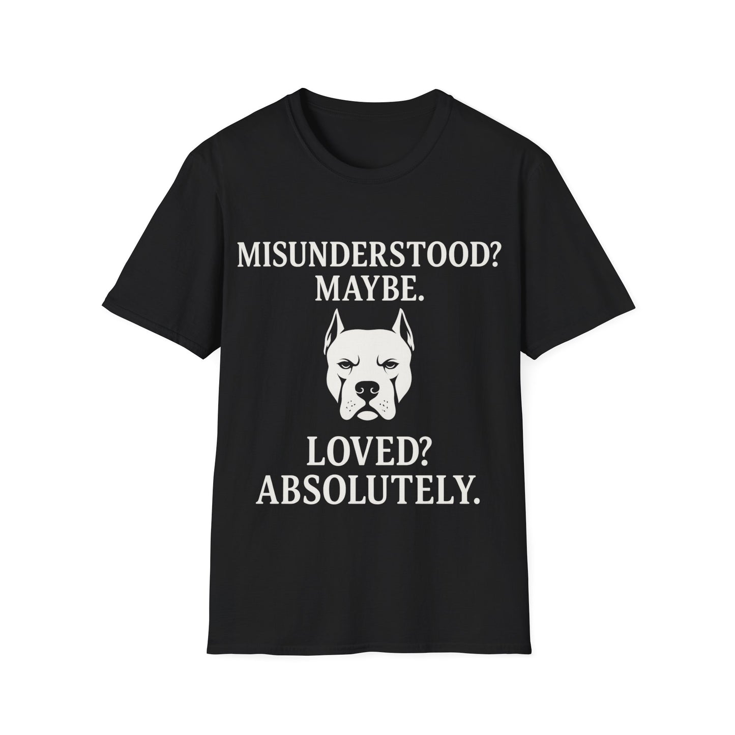Misunderstood Pit Bull T-Shirt β Cropped Ear Dog Rescue Tee β White or Black Lettering β Adopt Donβt Shop Shirt β Pitbull Lover Gift, Adult Unisex T-Shirt