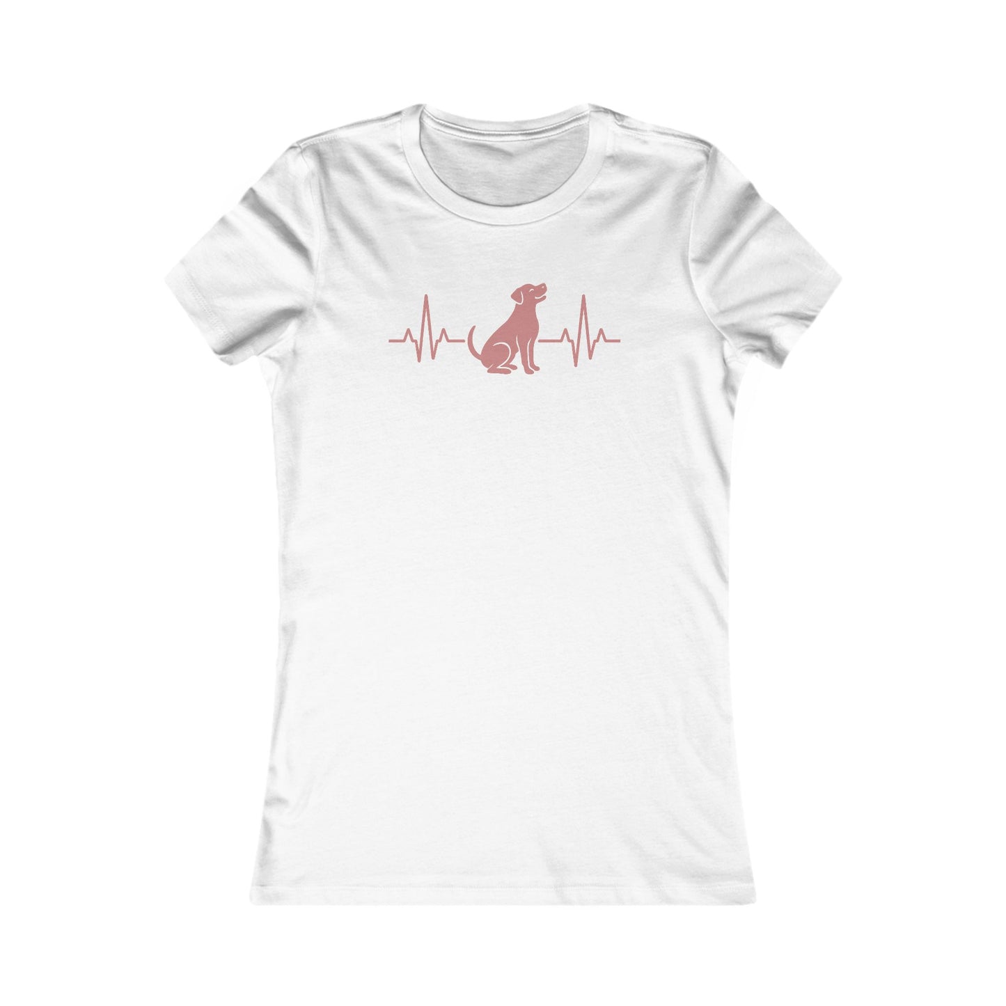 Heartbeat Dog Shirt for Women – Dusty Rose EKG Line Art Tee – Pit Bull Silhouette Rescue Dog Shirt – Bella + Canvas 6004 Feminine Fit – Animal Lover Gift – Adopt Don’t Shop, Adult Women's T-Shirt