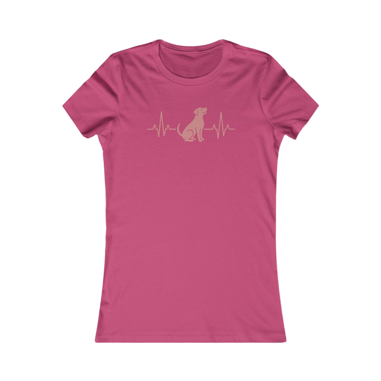 Heartbeat Dog Shirt for Women – Dusty Rose EKG Line Art Tee – Pit Bull Silhouette Rescue Dog Shirt – Bella + Canvas 6004 Feminine Fit – Animal Lover Gift – Adopt Don’t Shop, Adult Women's T-Shirt