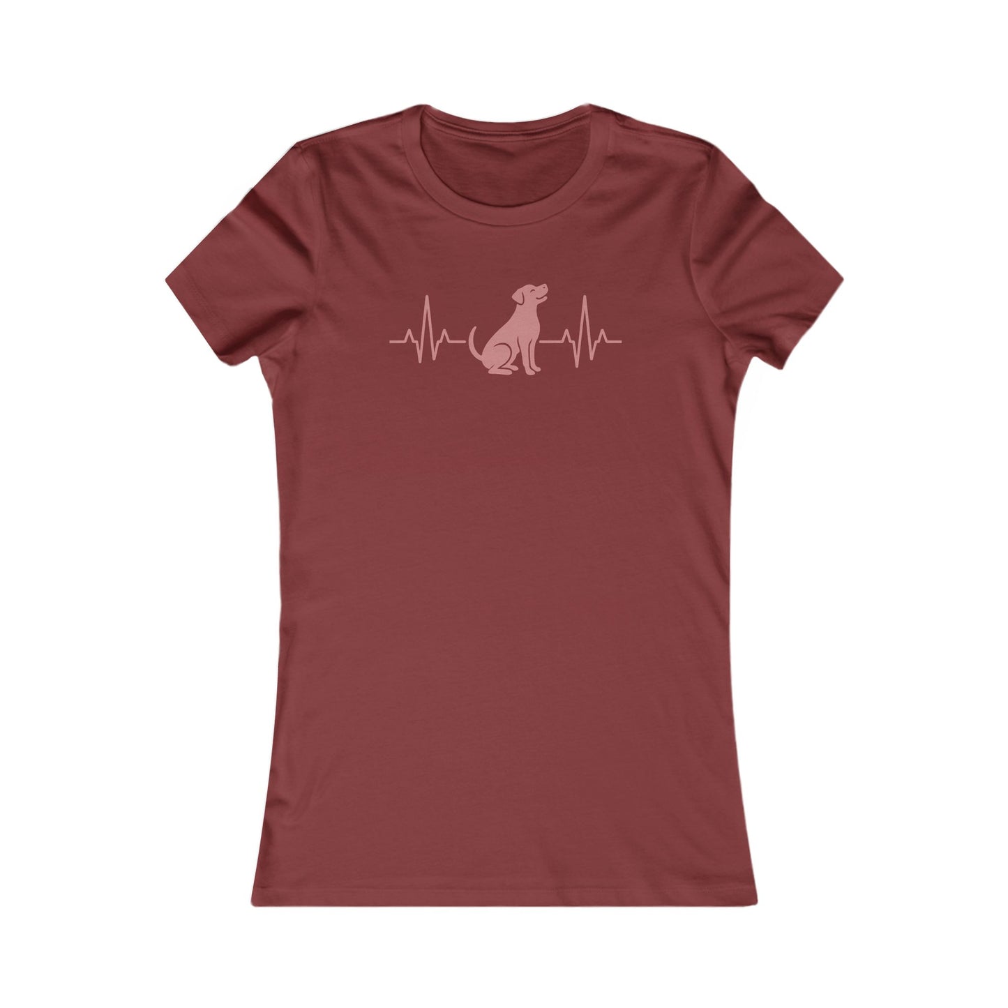 Heartbeat Dog Shirt for Women – Dusty Rose EKG Line Art Tee – Pit Bull Silhouette Rescue Dog Shirt – Bella + Canvas 6004 Feminine Fit – Animal Lover Gift – Adopt Don’t Shop, Adult Women's T-Shirt