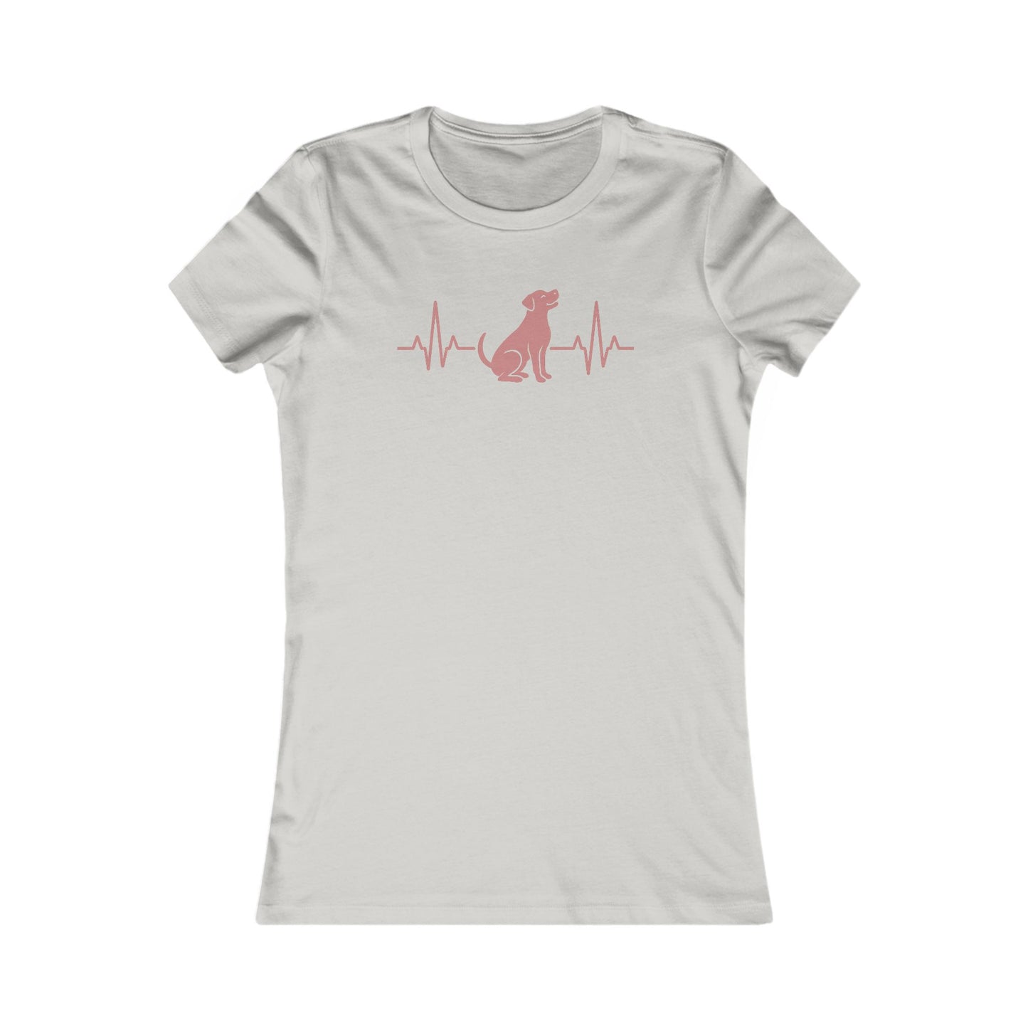 Heartbeat Dog Shirt for Women – Dusty Rose EKG Line Art Tee – Pit Bull Silhouette Rescue Dog Shirt – Bella + Canvas 6004 Feminine Fit – Animal Lover Gift – Adopt Don’t Shop, Adult Women's T-Shirt