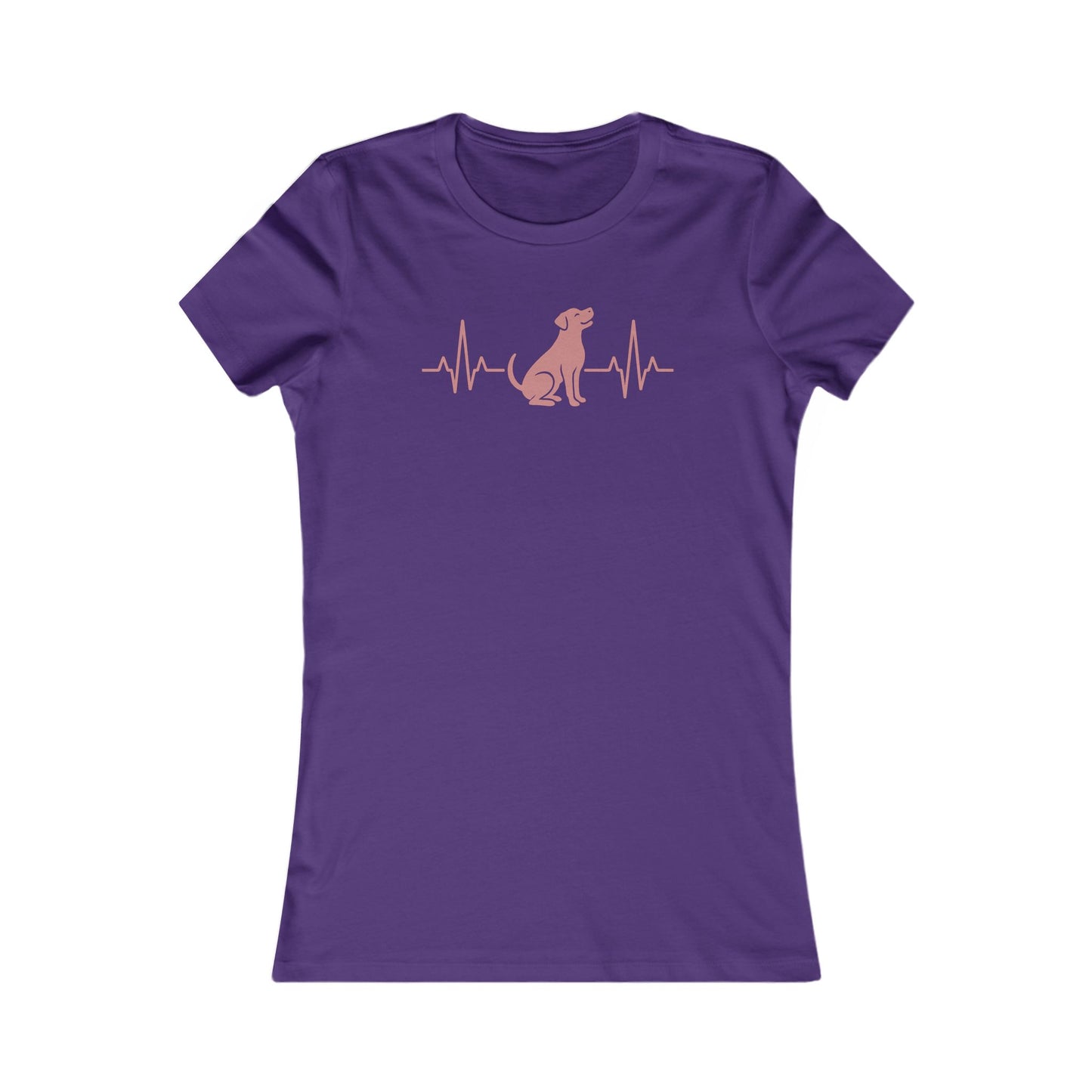 Heartbeat Dog Shirt for Women – Dusty Rose EKG Line Art Tee – Pit Bull Silhouette Rescue Dog Shirt – Bella + Canvas 6004 Feminine Fit – Animal Lover Gift – Adopt Don’t Shop, Adult Women's T-Shirt