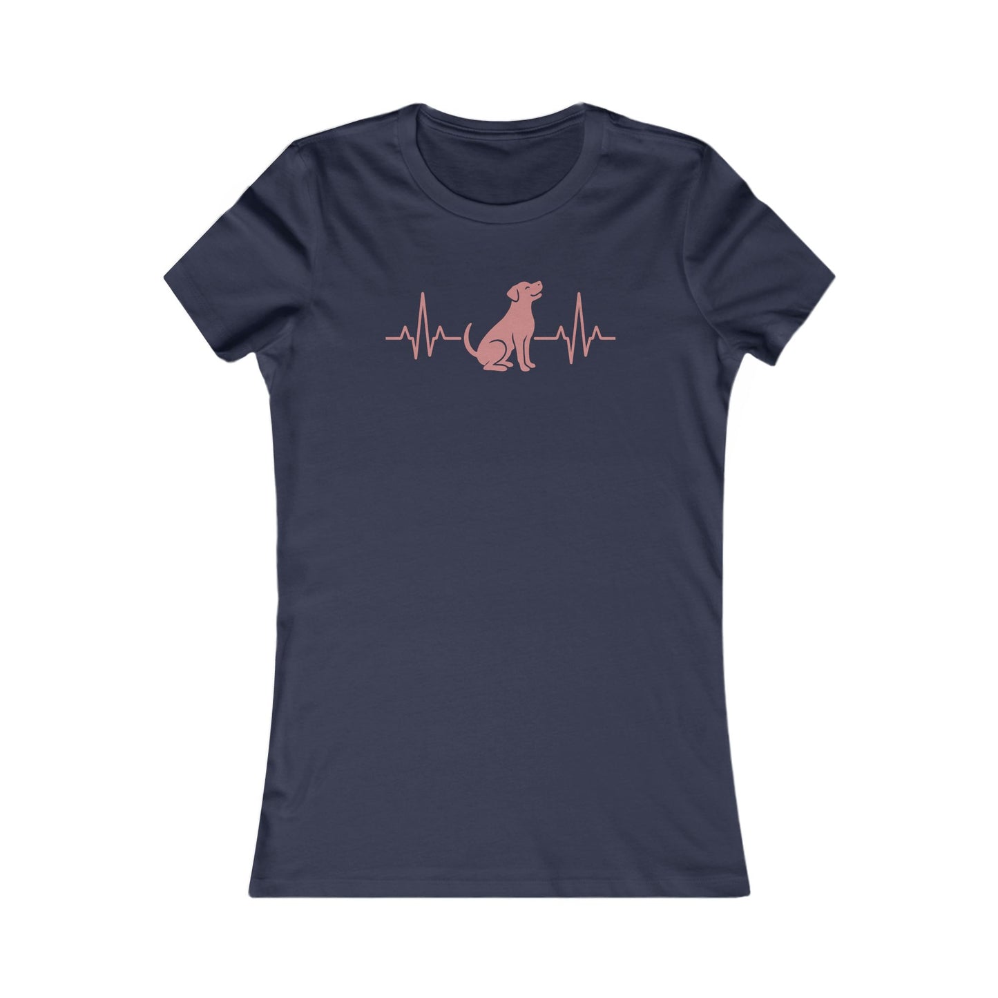 Heartbeat Dog Shirt for Women – Dusty Rose EKG Line Art Tee – Pit Bull Silhouette Rescue Dog Shirt – Bella + Canvas 6004 Feminine Fit – Animal Lover Gift – Adopt Don’t Shop, Adult Women's T-Shirt
