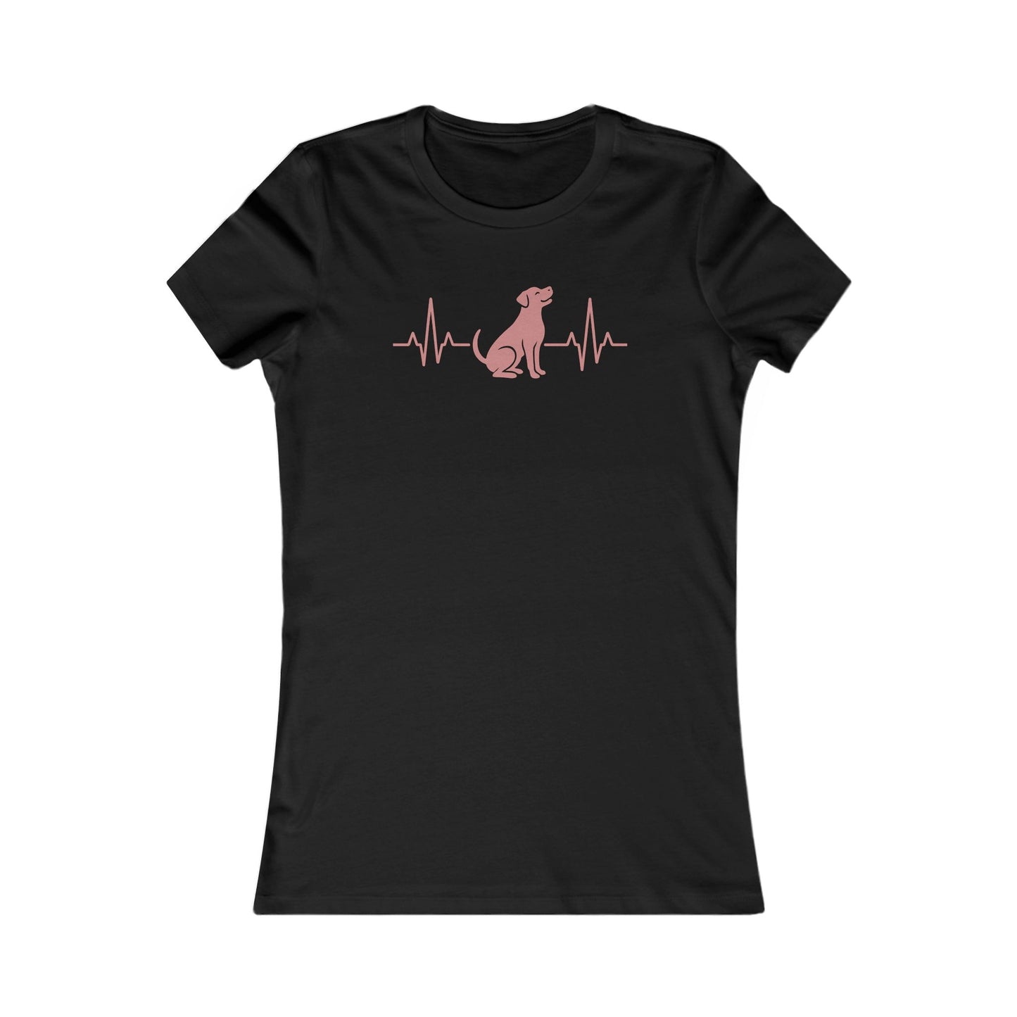 Heartbeat Dog Shirt for Women – Dusty Rose EKG Line Art Tee – Pit Bull Silhouette Rescue Dog Shirt – Bella + Canvas 6004 Feminine Fit – Animal Lover Gift – Adopt Don’t Shop, Adult Women's T-Shirt
