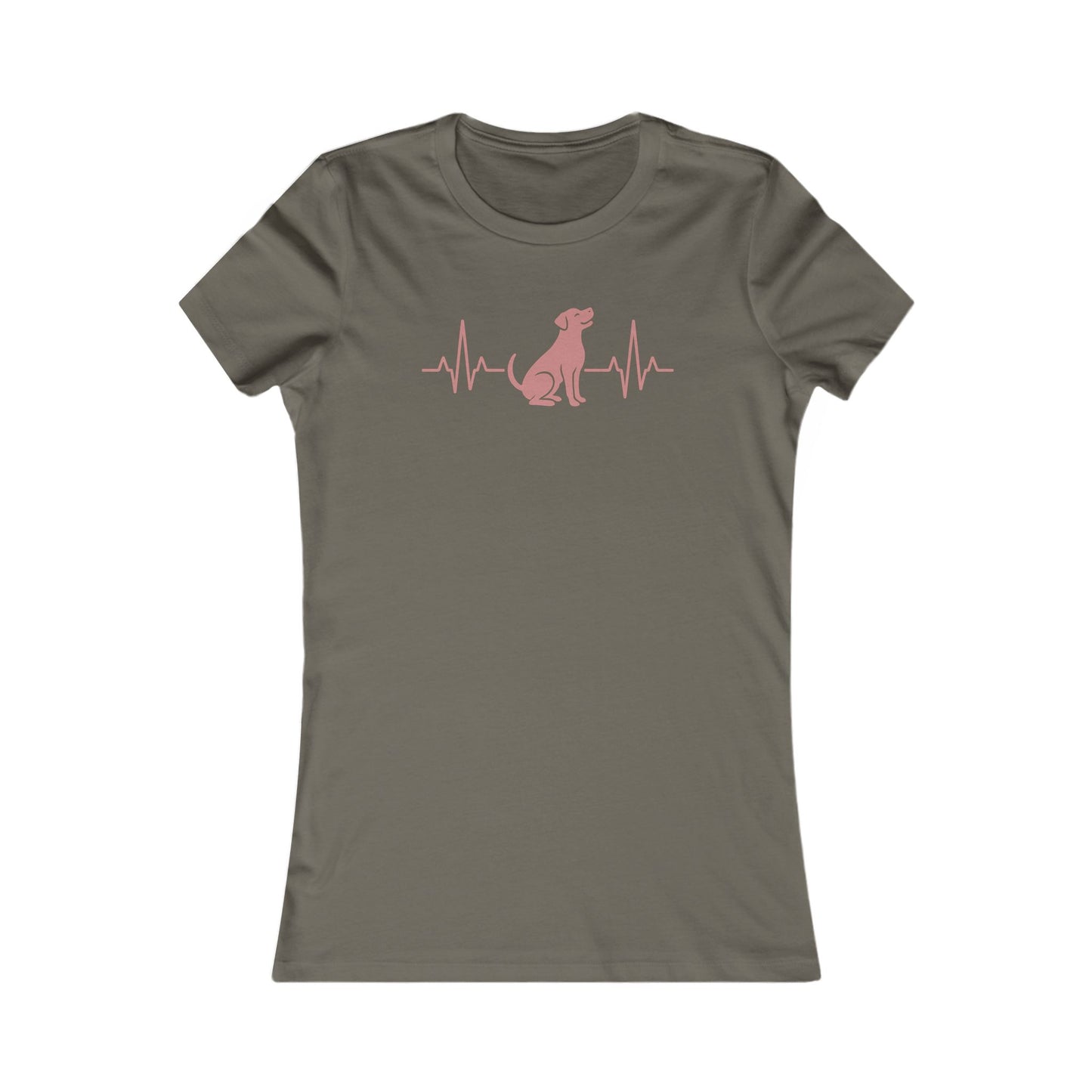Heartbeat Dog Shirt for Women – Dusty Rose EKG Line Art Tee – Pit Bull Silhouette Rescue Dog Shirt – Bella + Canvas 6004 Feminine Fit – Animal Lover Gift – Adopt Don’t Shop, Adult Women's T-Shirt