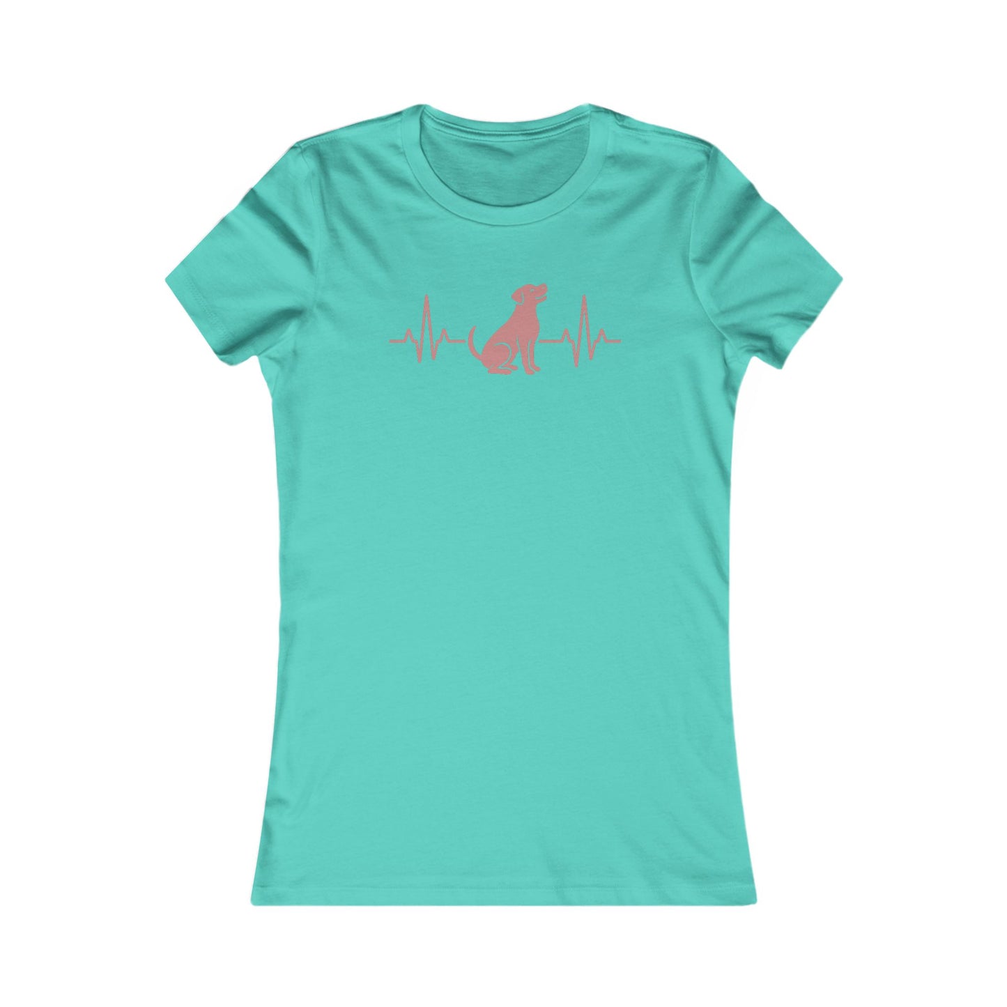 Heartbeat Dog Shirt for Women – Dusty Rose EKG Line Art Tee – Pit Bull Silhouette Rescue Dog Shirt – Bella + Canvas 6004 Feminine Fit – Animal Lover Gift – Adopt Don’t Shop, Adult Women's T-Shirt