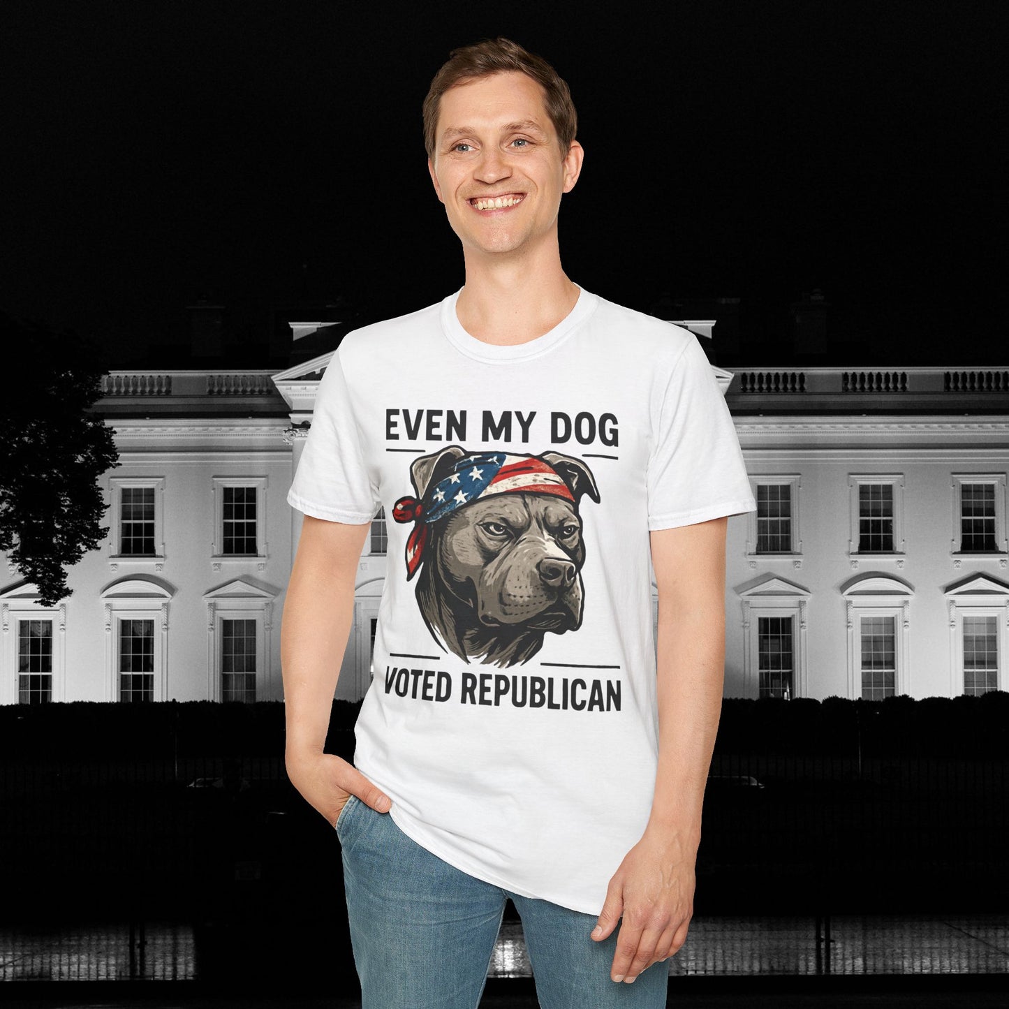 EVEN MY DOG VOTED REPUBLICAN T-Shirt – Patriotic Dog Lover Graphic Tee, Adult Unisex, Funny Political Shirt for Dog Owners, Conservative Gift Idea