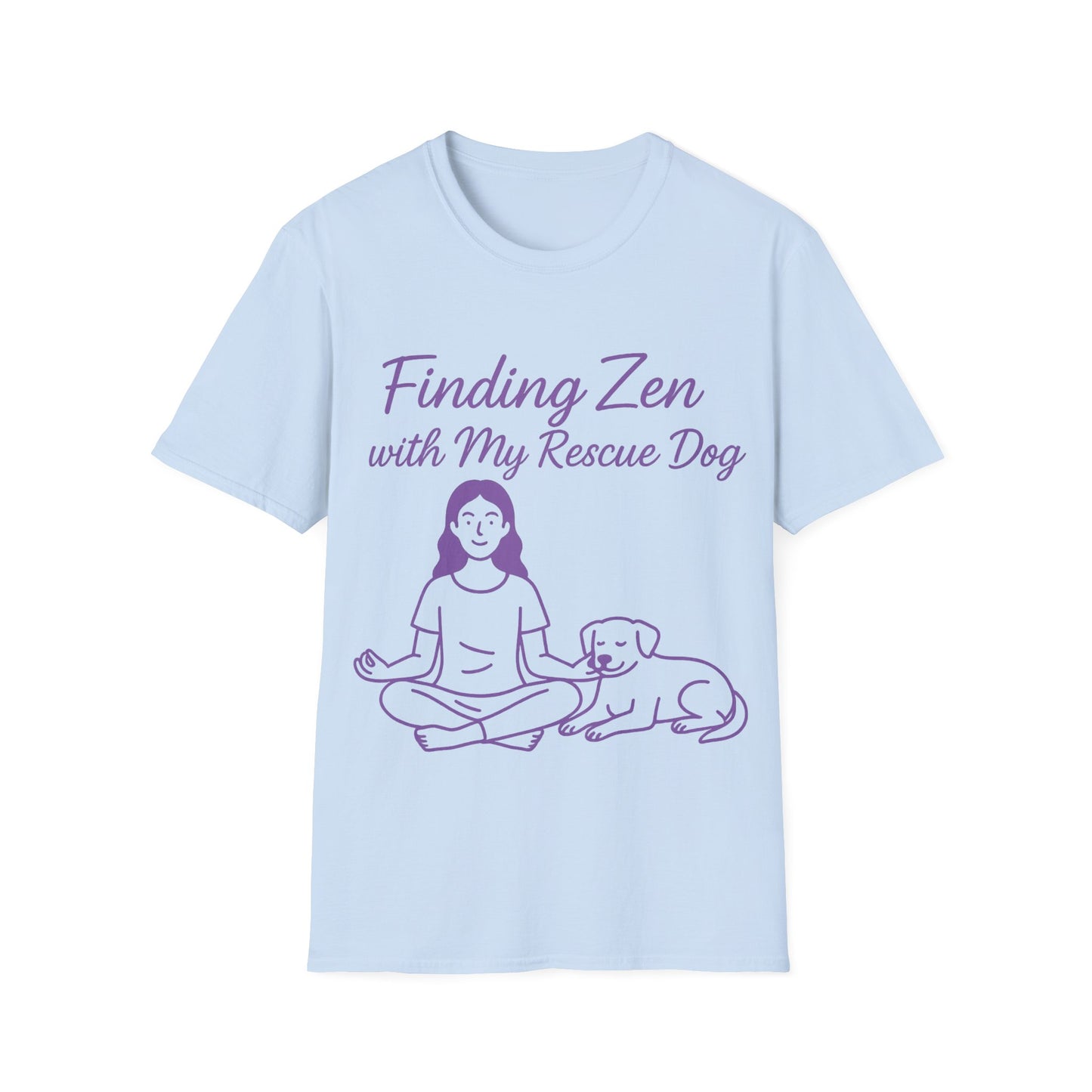 Finding Zen with My Rescue Dog – Purple Glow Dog Mom Shirt | Mindful Rescue Tee for Calm & Comfort, Adult Unisex T-Shirt