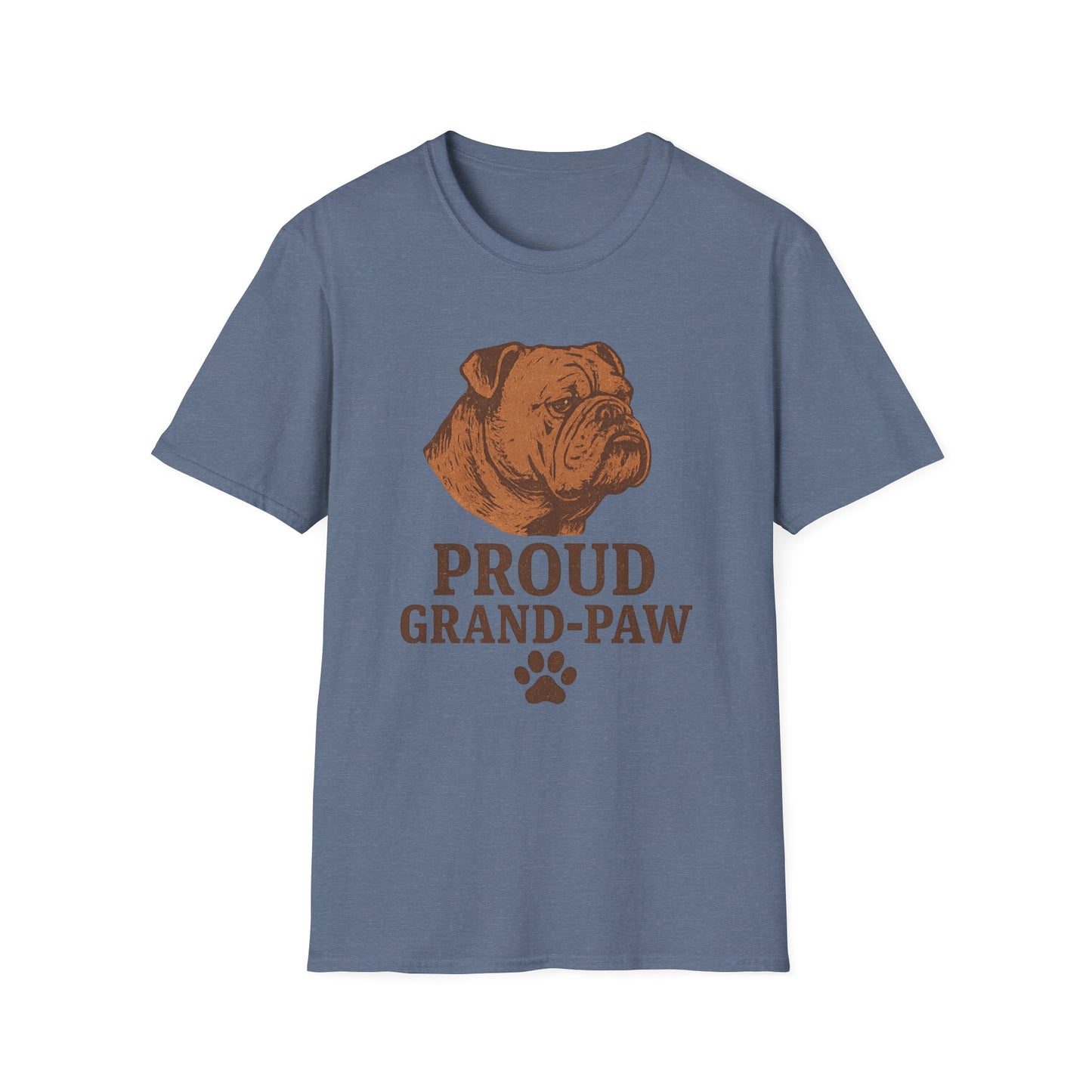 Proud Grand-Paw English Bulldog Vintage T-Shirt – Rustic Dog Grandpa Tee for Bulldog Lovers, Adult Unisex T-Shirt