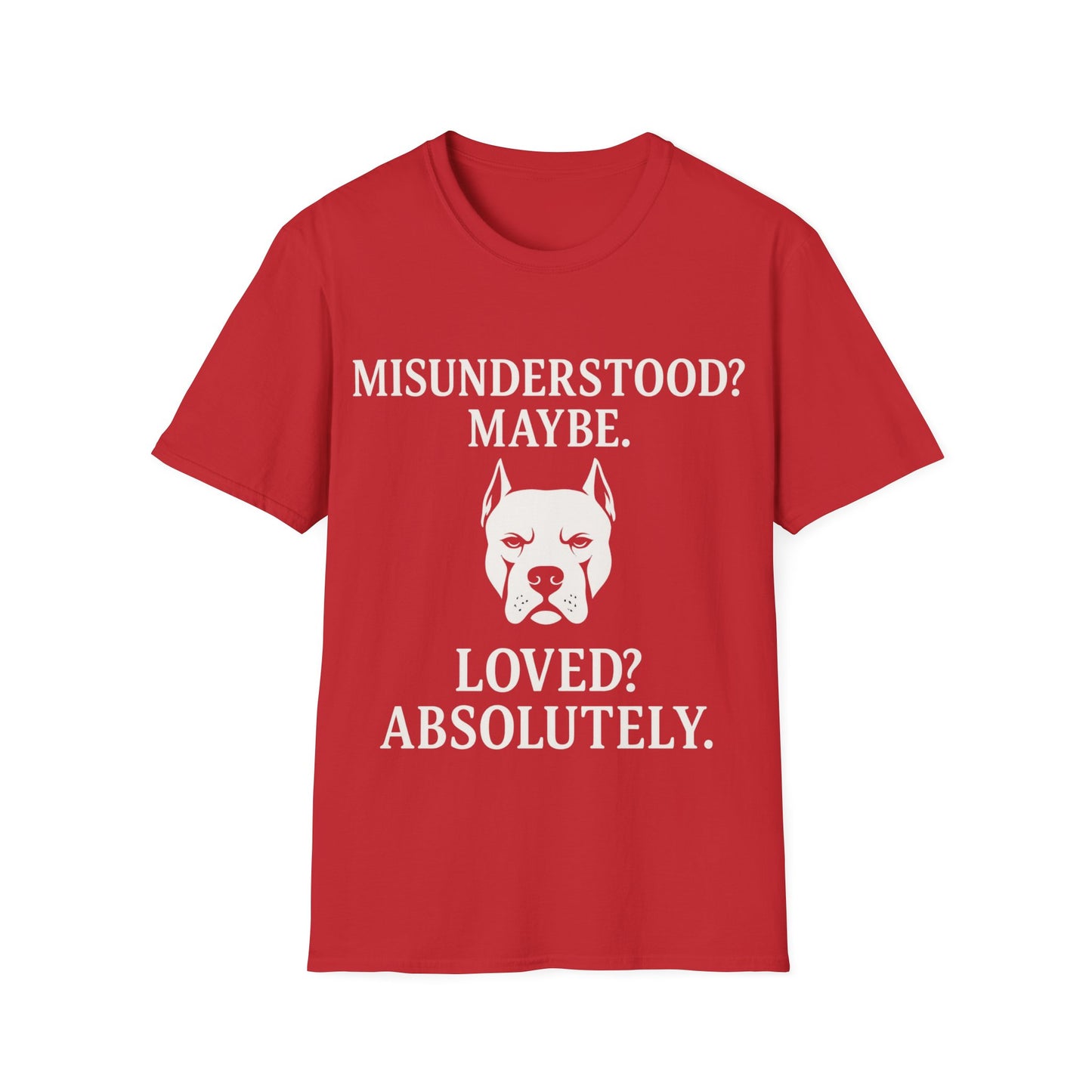 Misunderstood Pit Bull T-Shirt β Cropped Ear Dog Rescue Tee β White or Black Lettering β Adopt Donβt Shop Shirt β Pitbull Lover Gift, Adult Unisex T-Shirt