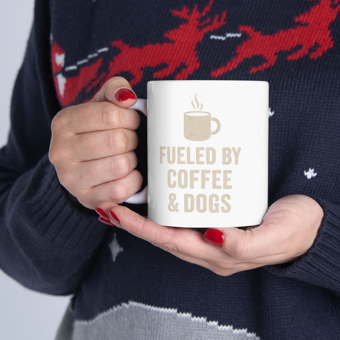 Fueled by Coffee and Dogs Coffee Mug - Gift for Coffee Lovers, Humor Mug for Birthdays, Home Office, Tea Drinkers, and Desk Decor