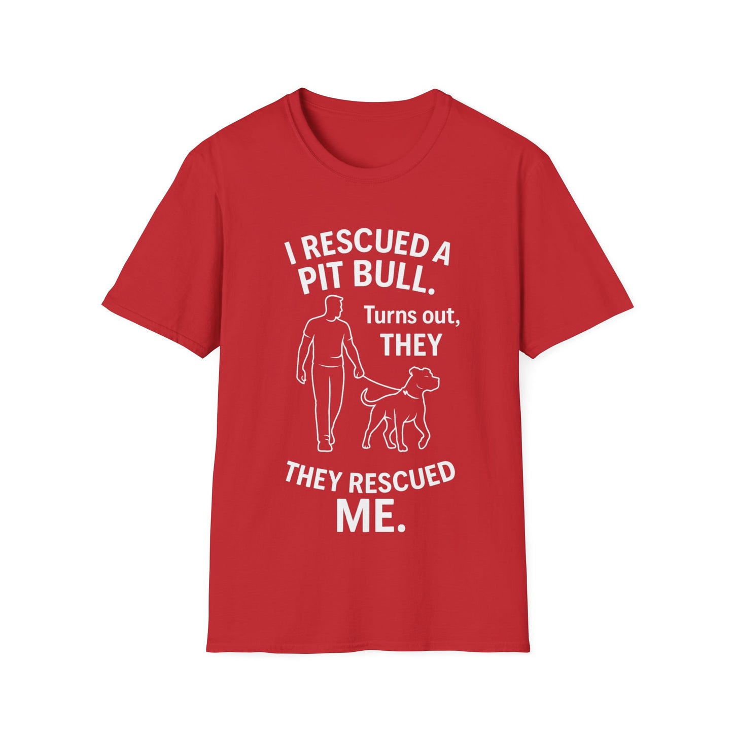 I Rescued a Pit Bull Shirt – Shelter Dog Adoption Tee – White Lettering Front Print – Pitbull Rescue Shirt for Dark Colors – Dog Lover Gift, Adult Unisex T-Shirt