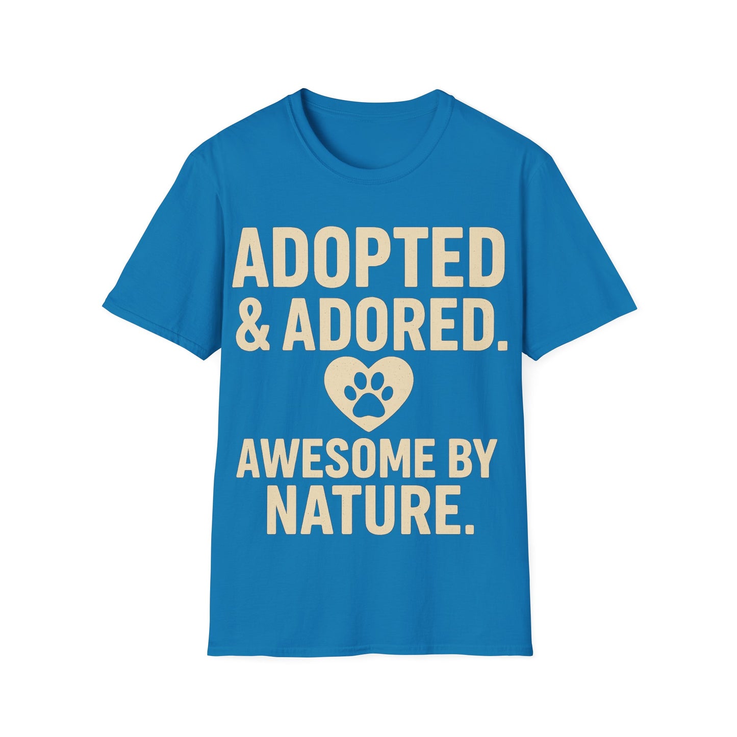 Adopted and Adored Awesome By Nature T-Shirt | Rescue Dog Shirt | Pet Adoption Gift | Dog Lover Vintage Style Tee | Olive Green Unisex, Adult Unisex T-Shirt