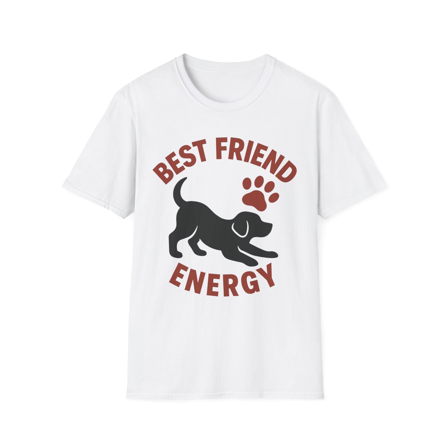 Best Friend Energy Dog T-Shirt | Playful Pup Graphic Tee | Adopted & Adored Apparel, Adult Unisex T-Shirt