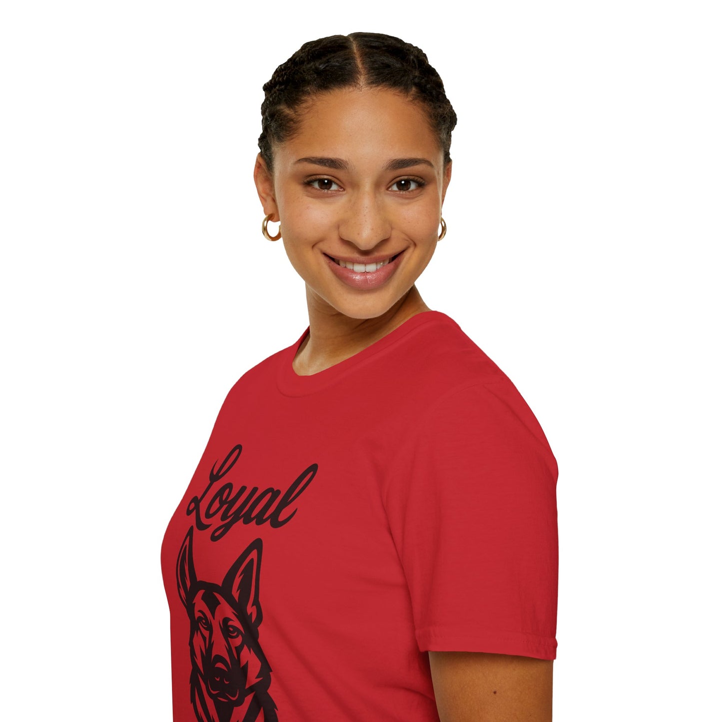 Loyal German Shepherd T-Shirt – Bold Black Line Art Dog Design for GSD Lovers, Rescue-Friendly Apparel, Adult Unisex T-Shirt