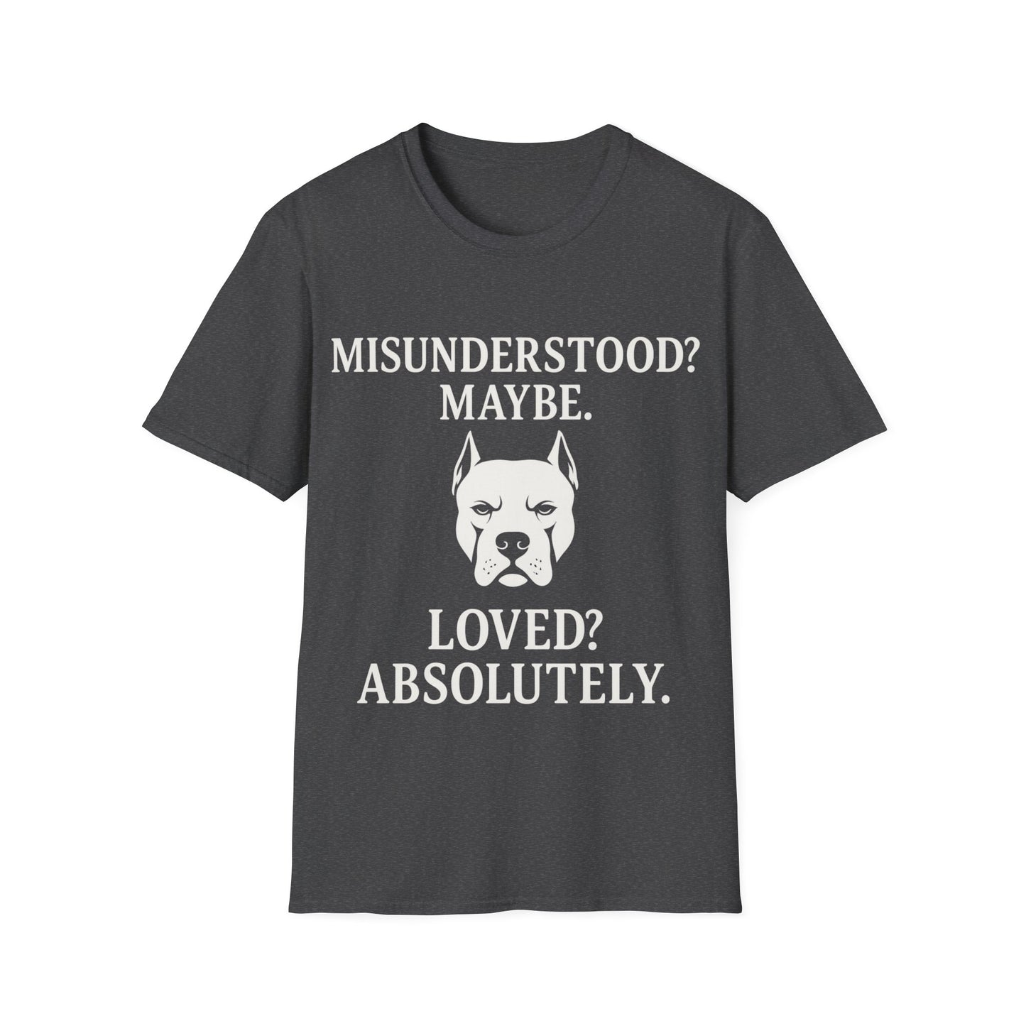 Misunderstood Pit Bull T-Shirt β Cropped Ear Dog Rescue Tee β White or Black Lettering β Adopt Donβt Shop Shirt β Pitbull Lover Gift, Adult Unisex T-Shirt