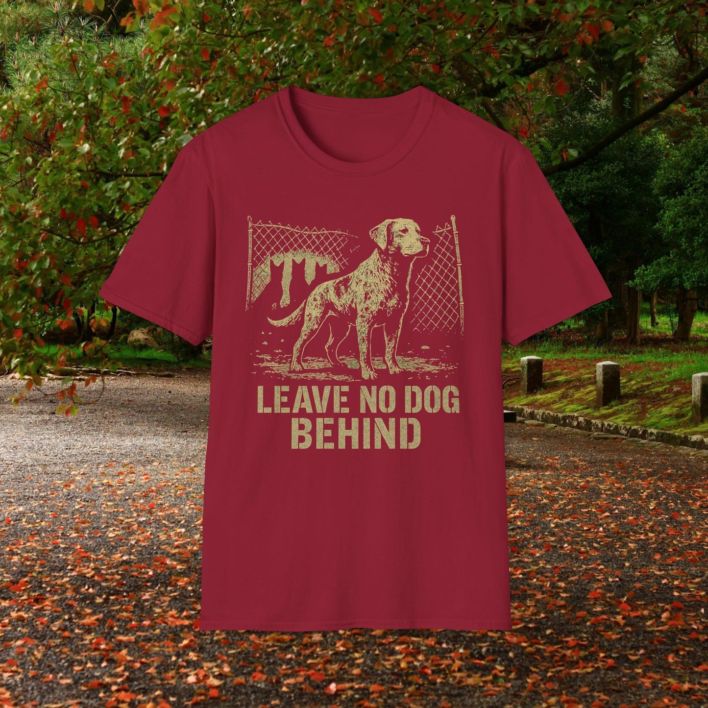Leave No Dog Behind Adult Unisex Softstyle T-Shirt | Animal Lover Gift, Pet Rescue Shirt, Thoughtful Dog Owner Tee, Animal Rights Apparel
