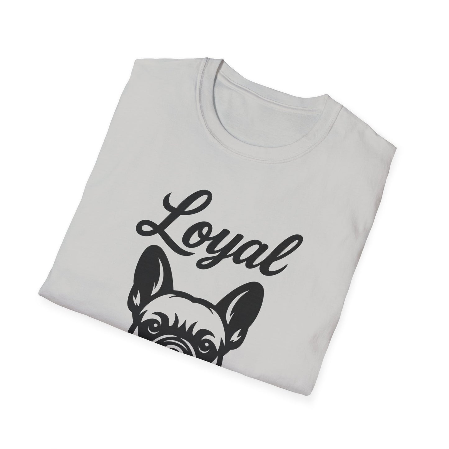 Loyal French Bulldog T-Shirt – Bold Black Line Art Dog Design for Frenchie Lovers, Rescue Support Tee, Adult Unisex T-Shirt