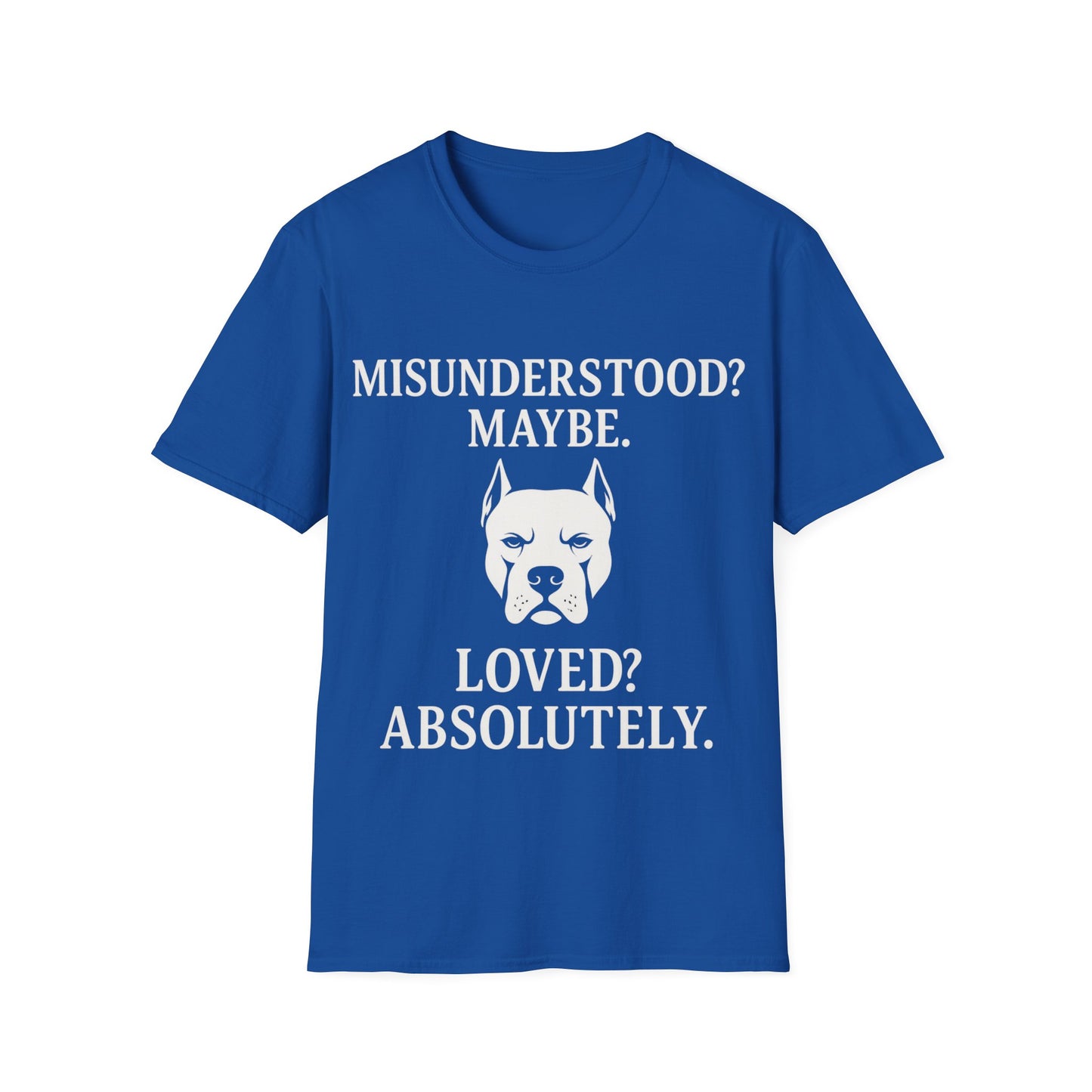 Misunderstood Pit Bull T-Shirt β Cropped Ear Dog Rescue Tee β White or Black Lettering β Adopt Donβt Shop Shirt β Pitbull Lover Gift, Adult Unisex T-Shirt