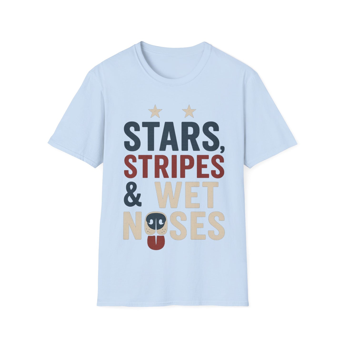 Stars Stripes and Wet Noses Patriotic Dog Shirt | Red White and Blue Rescue Tee | American Flag Dog Lover Shirt | Animal Adoption 4th of July T-Shirt | Multiple Design Options | Gildan 64000 Soft Cotton Unisex T-Shirt, Adult Unisex T-Shirt