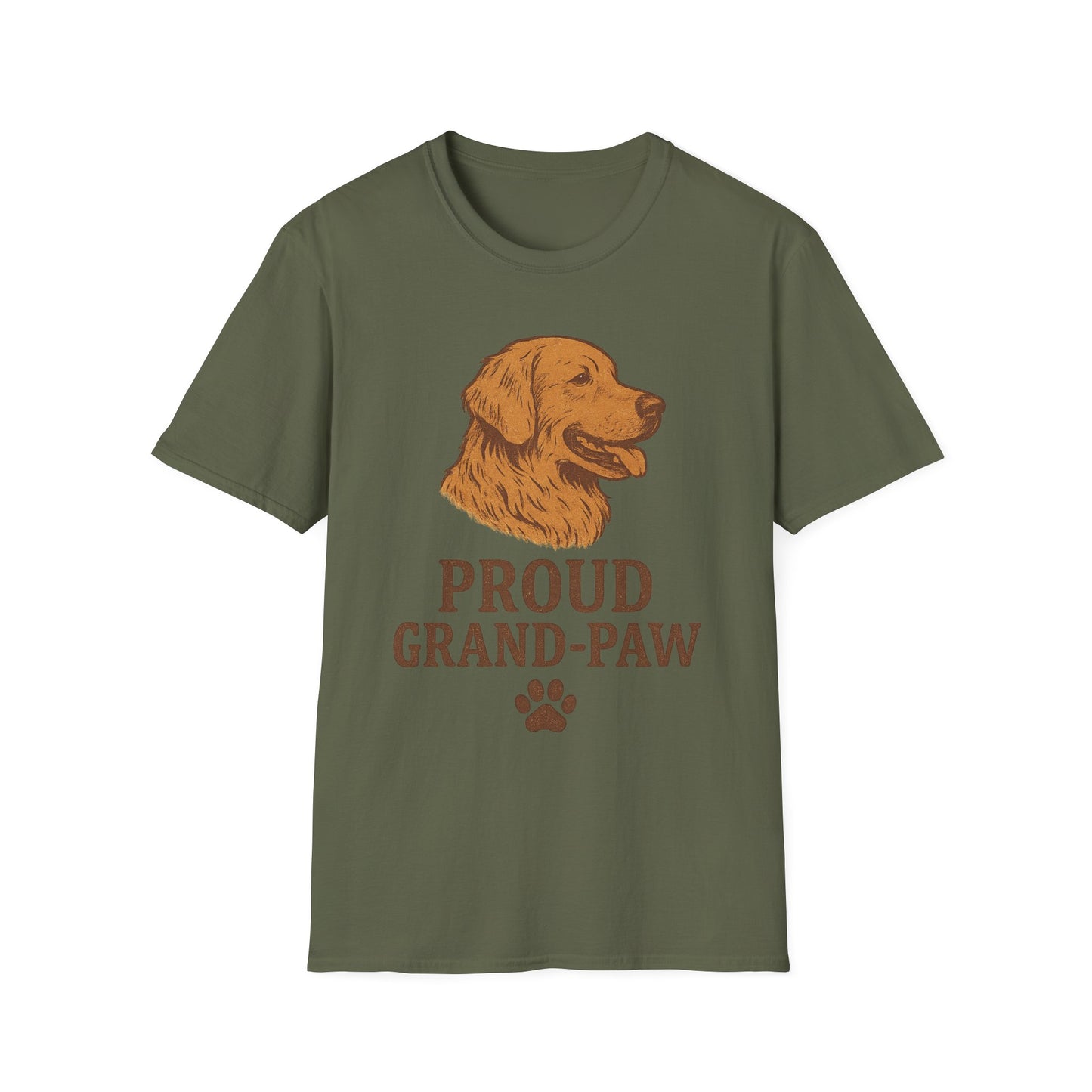 Proud Grand-Paw Golden Retriever Vintage T-Shirt – Rustic Dog Grandpa Tee for Golden Lovers, Adult Unisex T-Shirt