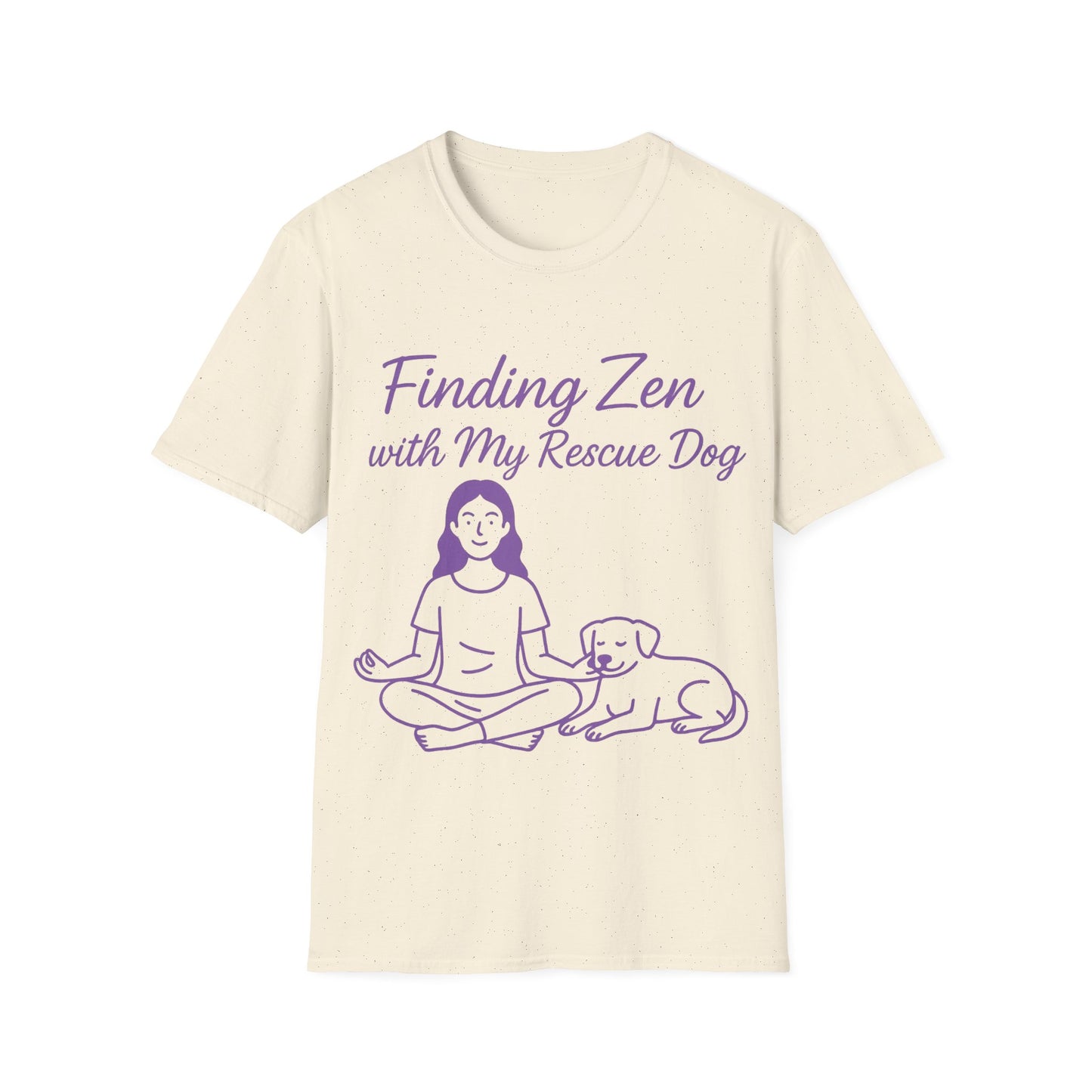Finding Zen with My Rescue Dog – Purple Glow Dog Mom Shirt | Mindful Rescue Tee for Calm & Comfort, Adult Unisex T-Shirt