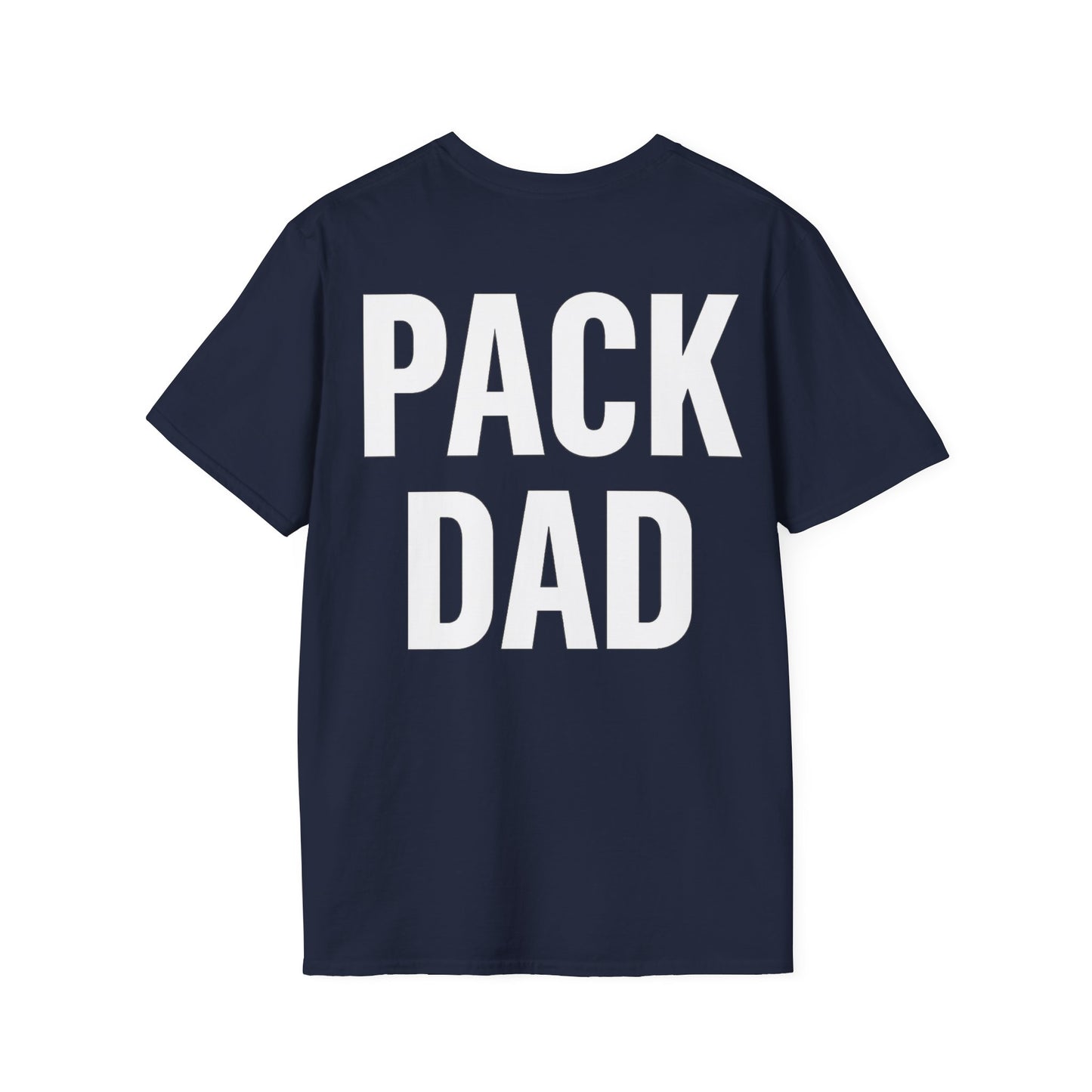 Pack Dad T-Shirt – Dog Dad Rescue Tee with Back & Chest Print – Matching Family Dog T-Shirt – Adopted and Adored Apparel, Adult Unisex T-Shirt