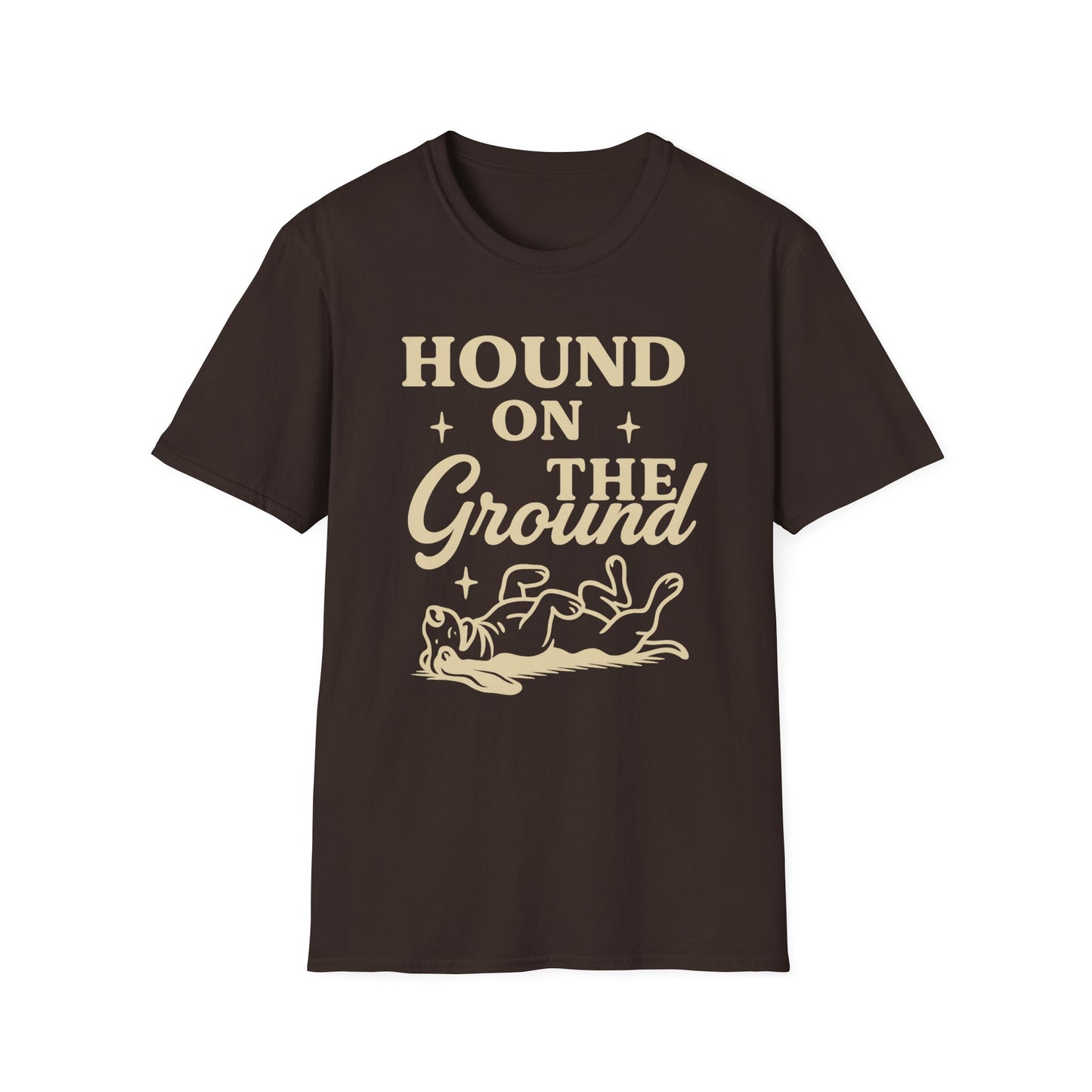 Funny Basset Hound Dog Shirt – Hound on the Ground Tee – Vintage Rescue Dog Graphic – Unisex Gildan 64000 T-Shirt for Pet Lovers, Adult Unisex T-Shirt