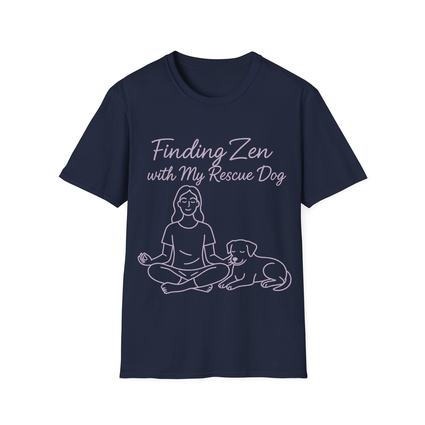 Finding Zen with My Rescue Dog – Calming Lavender Dog Mom Shirt | Rescue Dog Mental Health Tee | Pet Parent Gift, Adult Unisex T-Shirt
