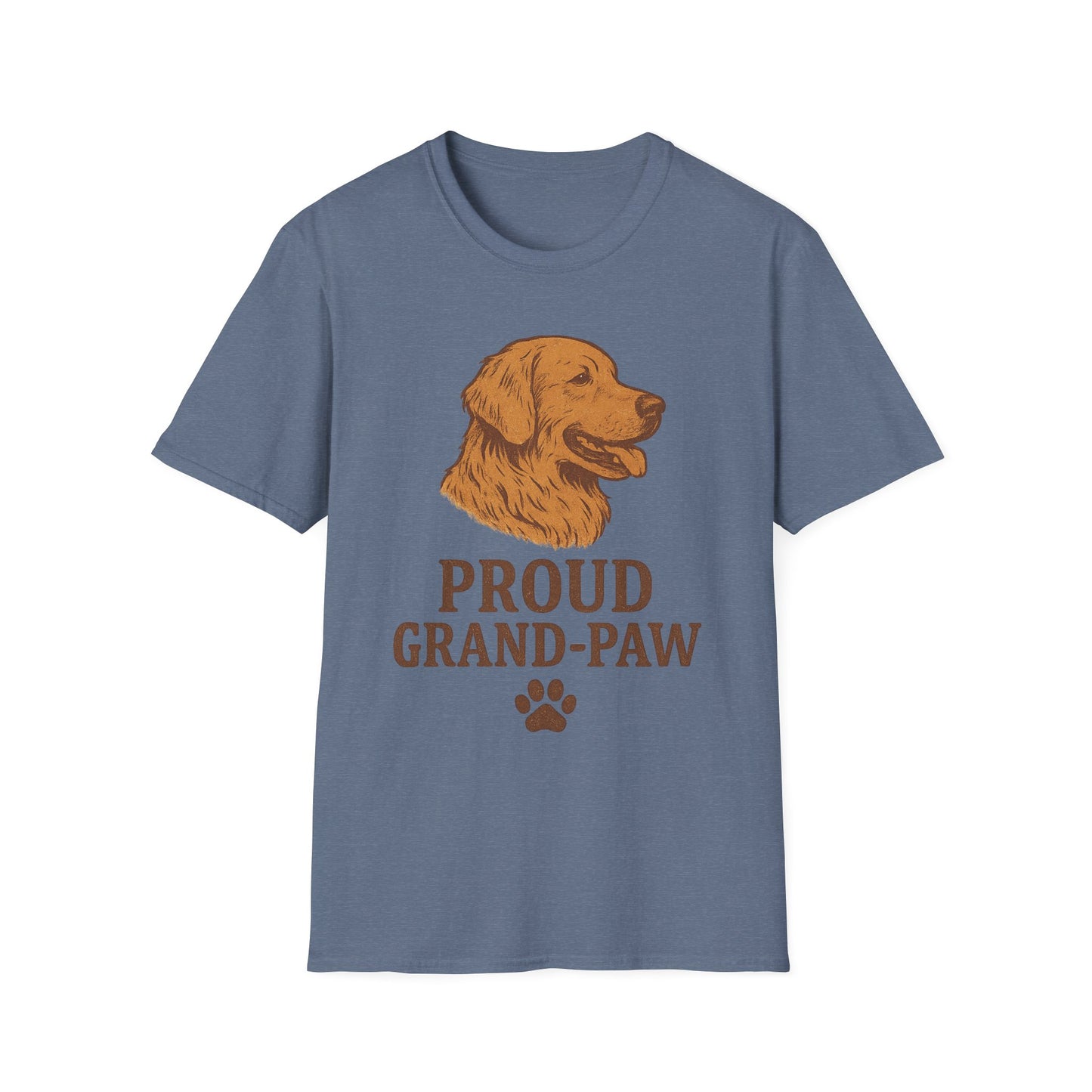 Proud Grand-Paw Golden Retriever Vintage T-Shirt – Rustic Dog Grandpa Tee for Golden Lovers, Adult Unisex T-Shirt
