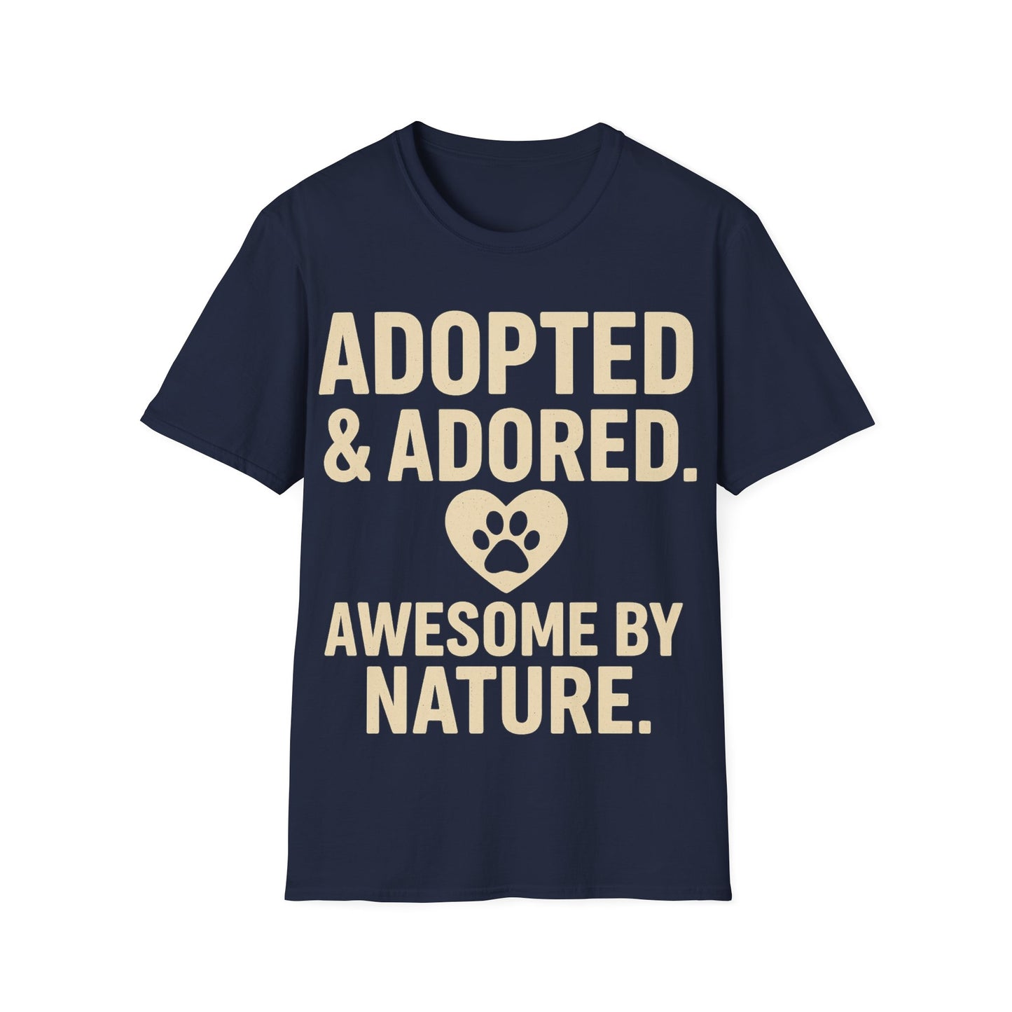 Adopted and Adored Awesome By Nature T-Shirt | Rescue Dog Shirt | Pet Adoption Gift | Dog Lover Vintage Style Tee | Olive Green Unisex, Adult Unisex T-Shirt