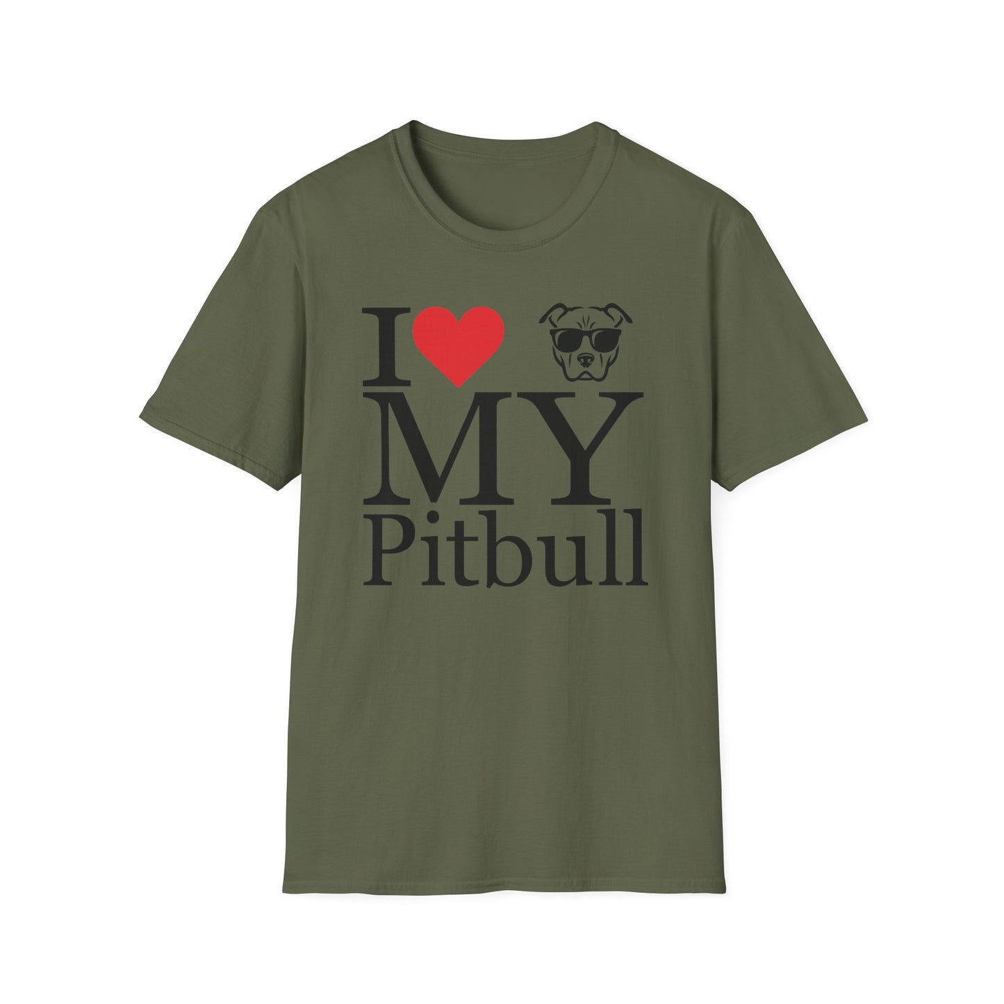 I Love My Pitbull T-Shirt – Cute Rescue Dog Lover Tee with Heart and Pitbull Face Graphic – Unisex Pet Adoption Gift for Proud Pit Bull Owners, Adult Unisex T-Shirt
