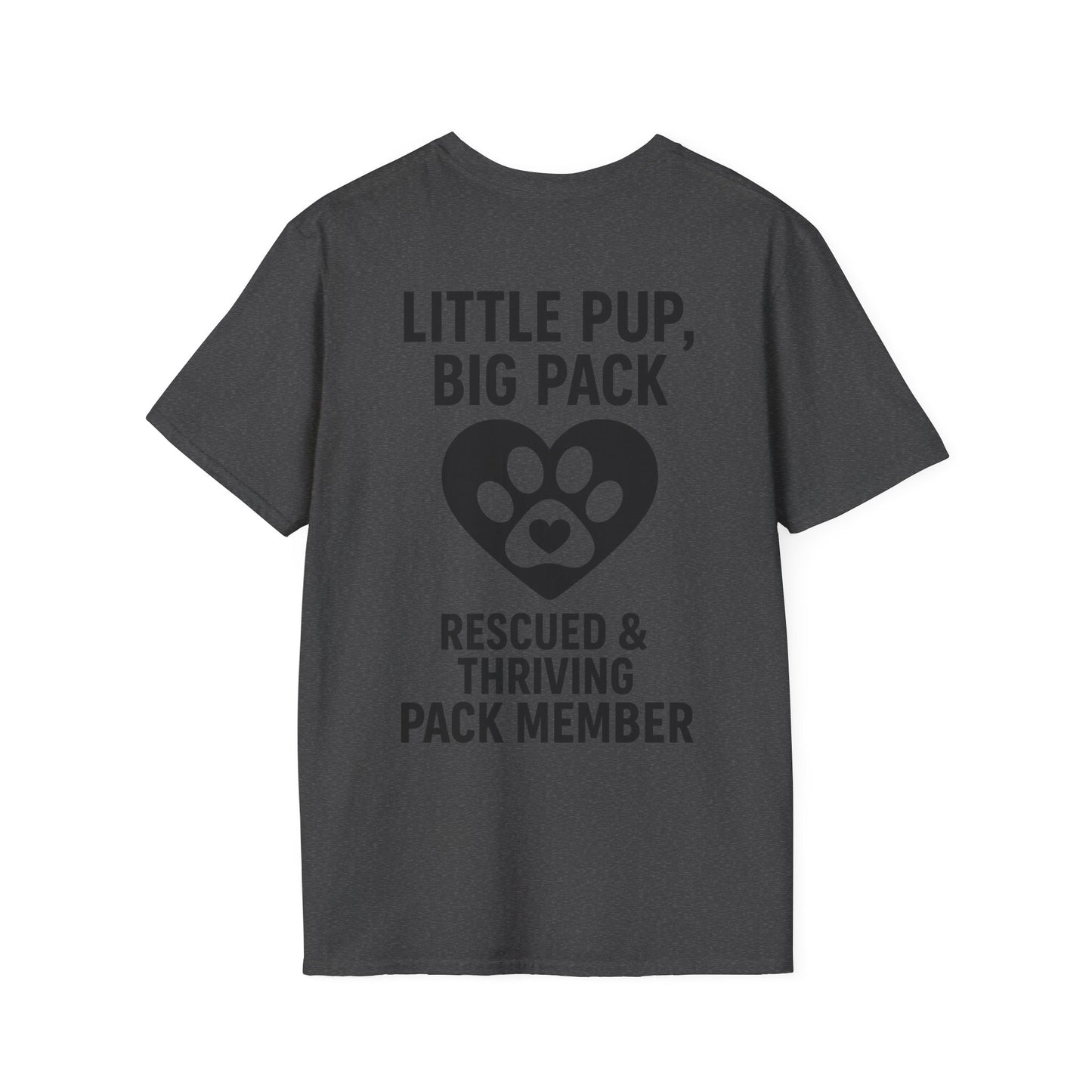 Little Pup Big Pack Shirt – Rescued and Thriving Dog Tee – Matching Family Rescue Apparel – Pack Member Logo – Dog Lover Gift – Pitbull Rescue Shirt – Parent and Kid Set Option, Adult Unisex T-Shirt
